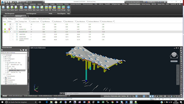 Visualisierung von Bodenprofilen - Vom Bohrkern zum 3D-Schichtenmodell mit dem Geotechnical-Modul