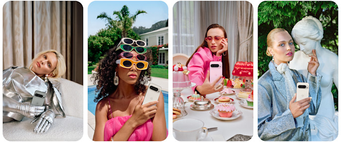 Eine Gruppe von Personen sieht sich ein Video an, das mit einem Pixel Smartphone aufgenommen wurde.