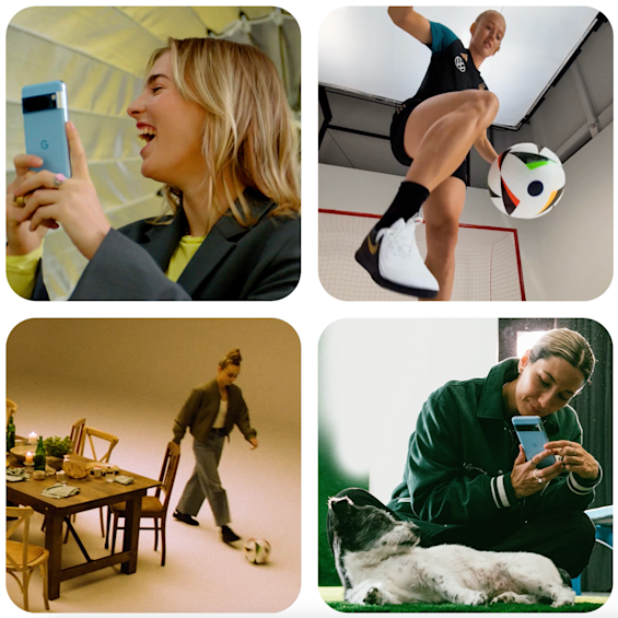 Ein Pixel Smartphone und eine Pixel Schutzhülle mit Stickern auf einem Tisch.