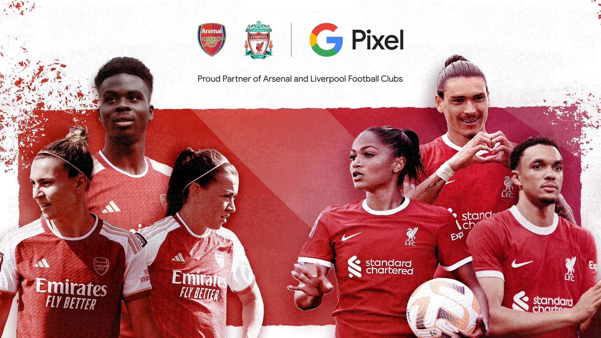 Google Pixel x Arsenal x Liverpool partnership
