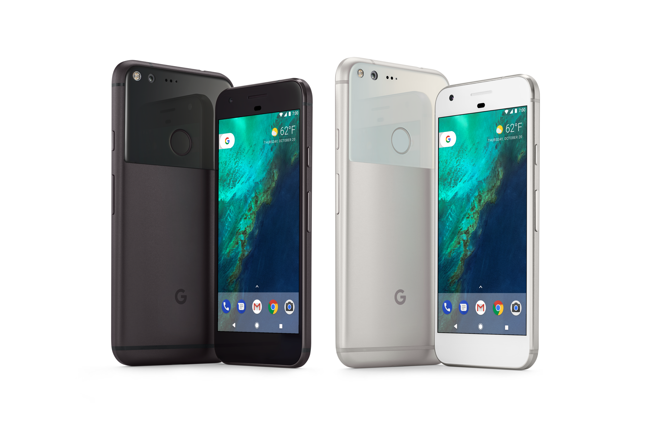 Google Pixel ブランドの第 1 号モデルである Google Pixel （左）と Google Pixel XL（右）。いずれも日本未発売