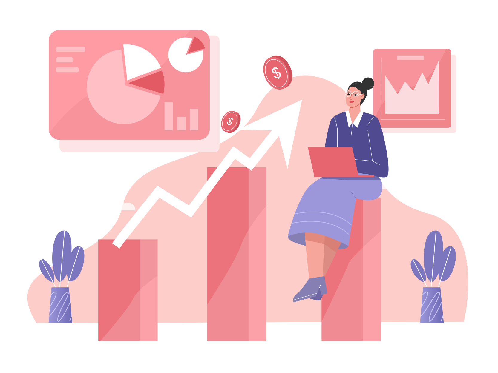 Business Profit - Growth Flat Illustration Concept-01