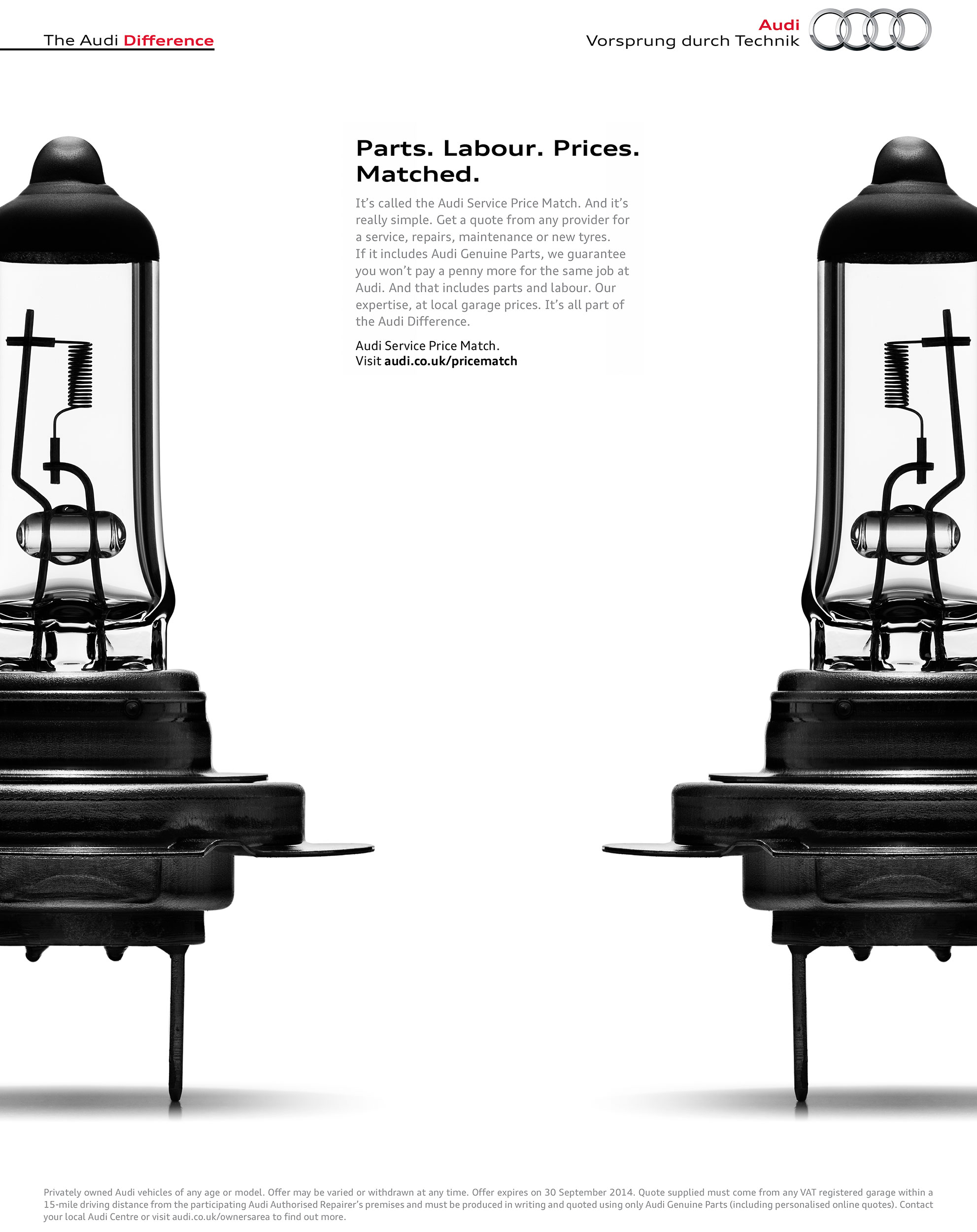 Audi 'Parts, Labour, Prices, Matched'