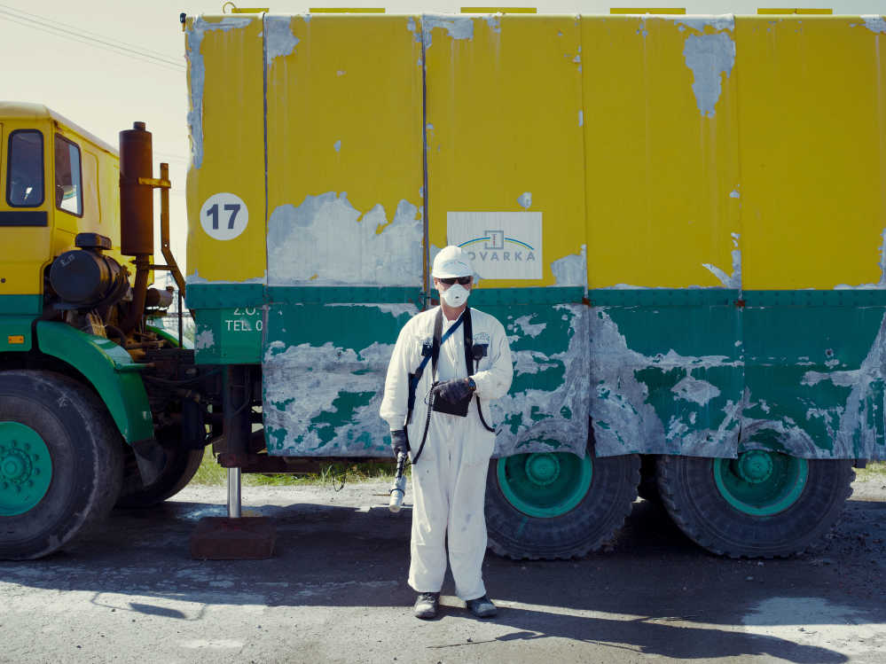 Radioactive worker at the Chernobyl Nuclear Power Plant, Ukraine.