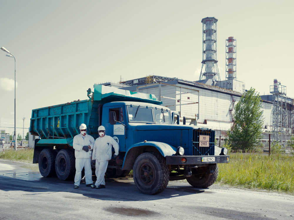 Workers at the Chernobyl Nuclear Power Plant, Ukraine.