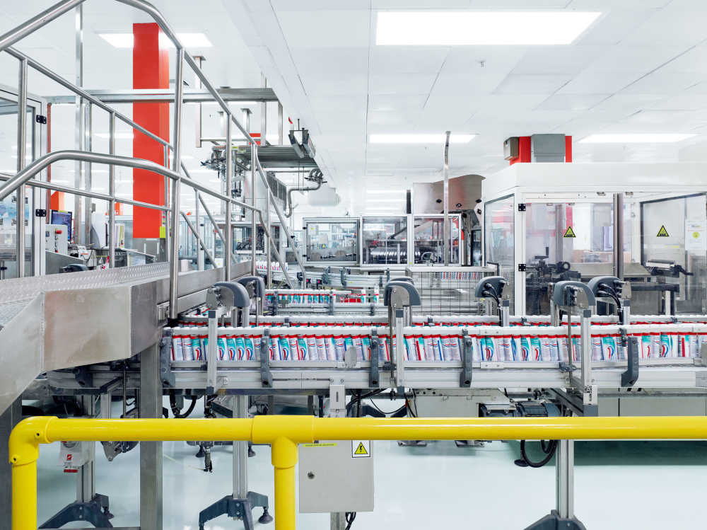 Toothpaste production at GSK, London, UK.