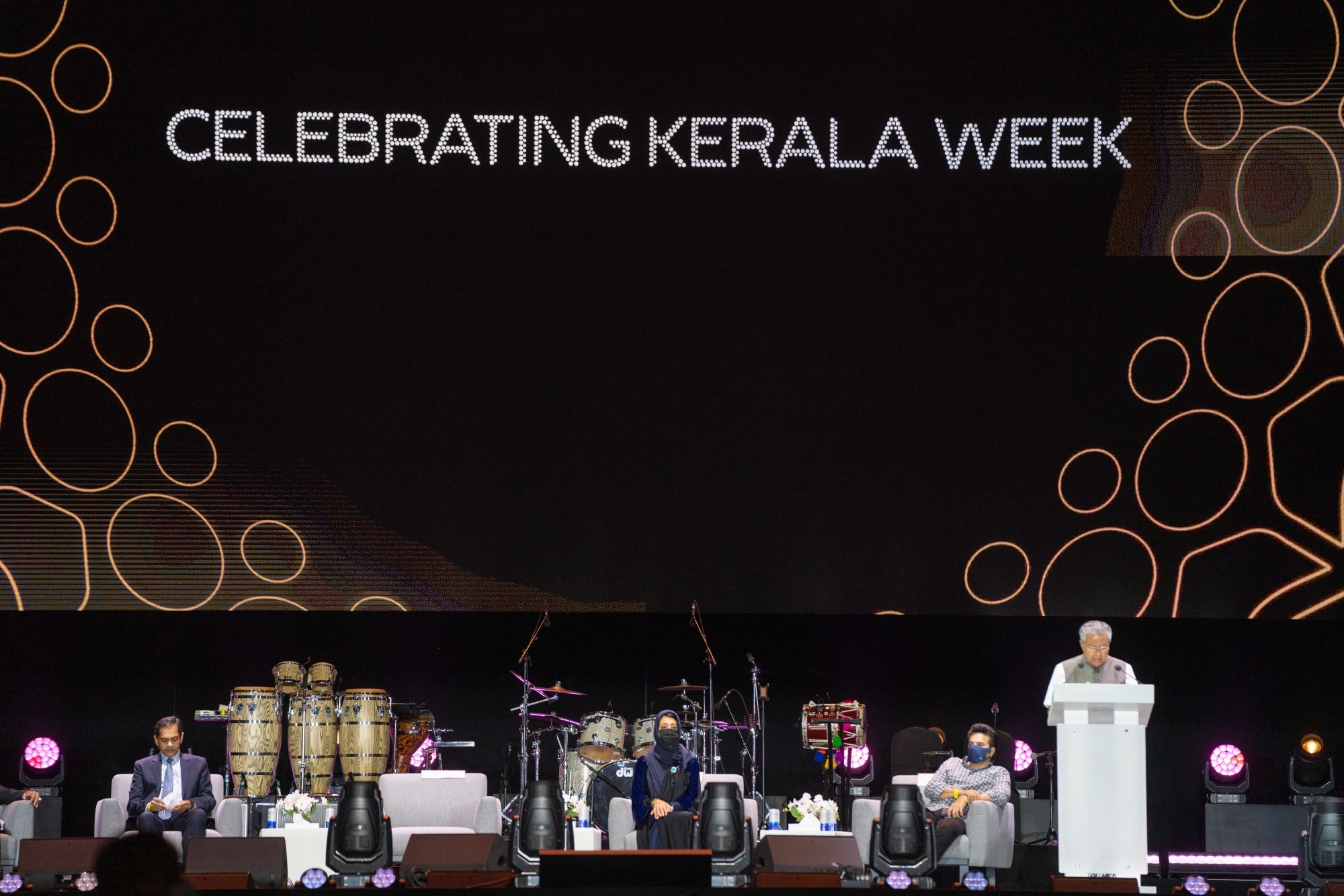 His Excellency Pinarayi Vijayan, Chief Minister of Kerala, India speaks during the Kerala week celebration at Jubilee Stage m43425