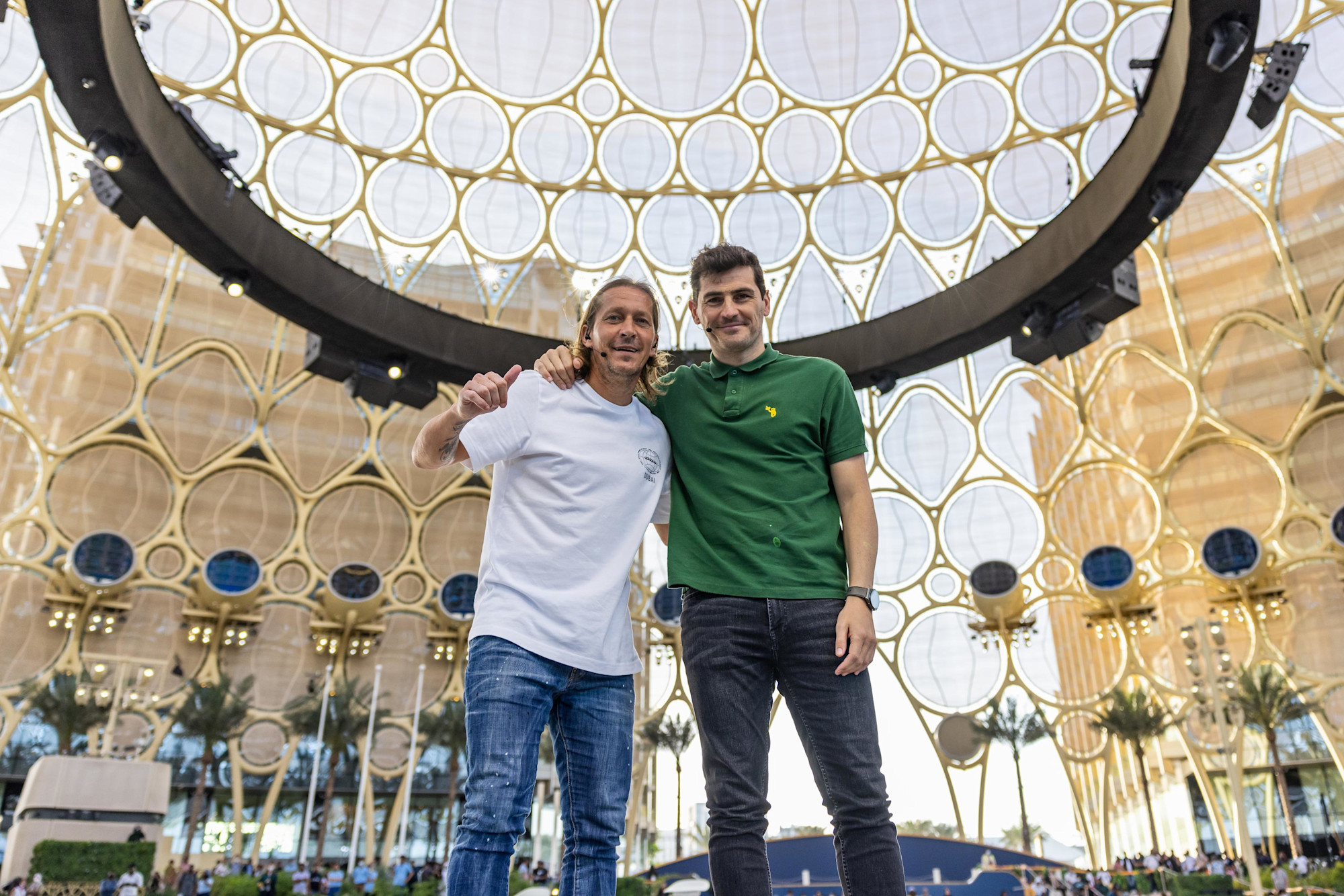 Football legends Michel Salgado (L) and Iker Casillas (R) at Al Wasl m65540