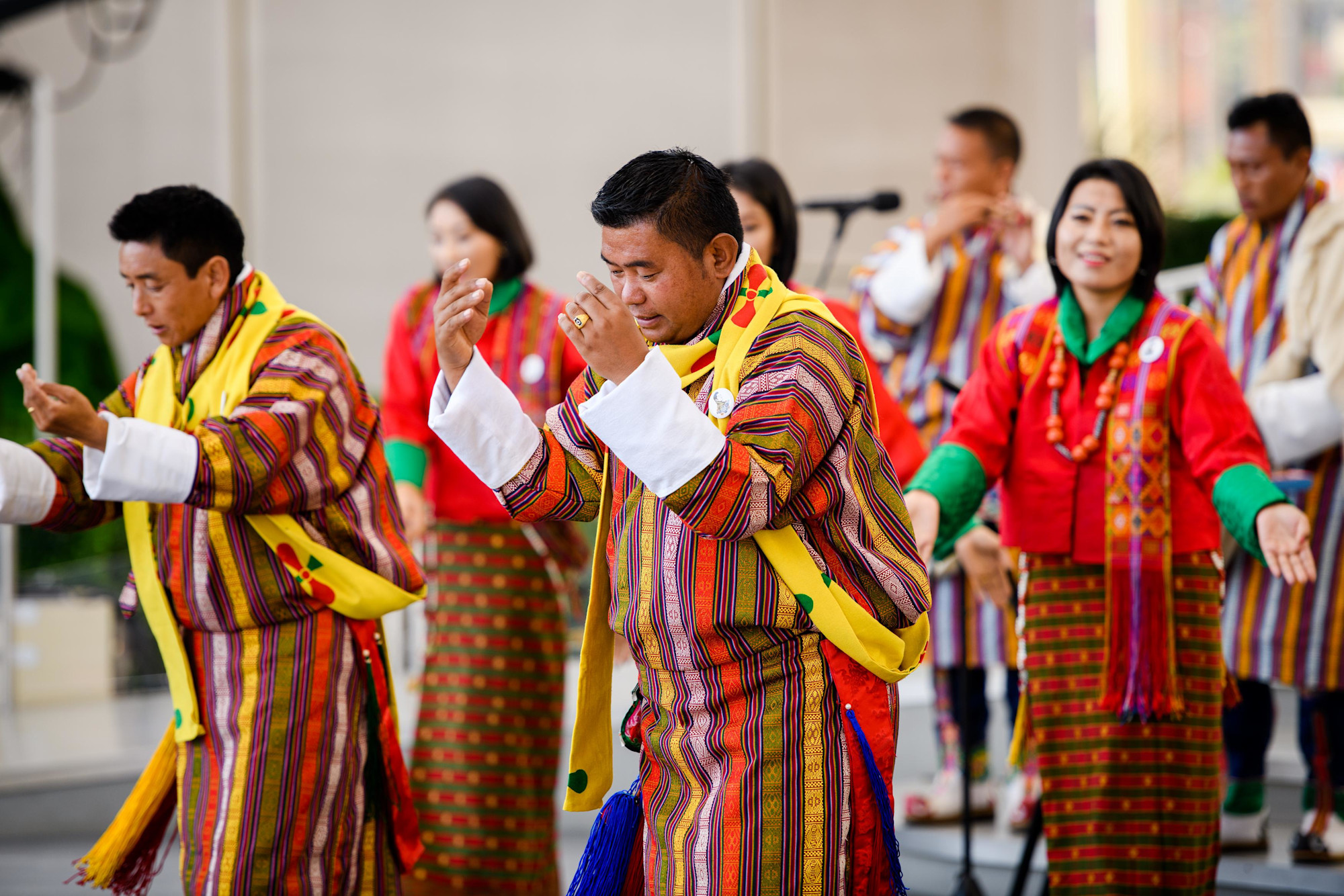 Bhutanese cultural performers perform during the Bhutan National Day Ceremony at Al Wasl m24173