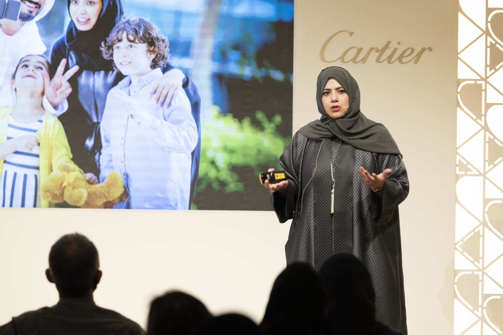 Muna Aldhabbah, Founder of Mirradical Consultancy and Training (Services) speaks during the Outlier Series - Pearl Quest by Sharjah Business Women Council at the Women’s Pavilion m45251