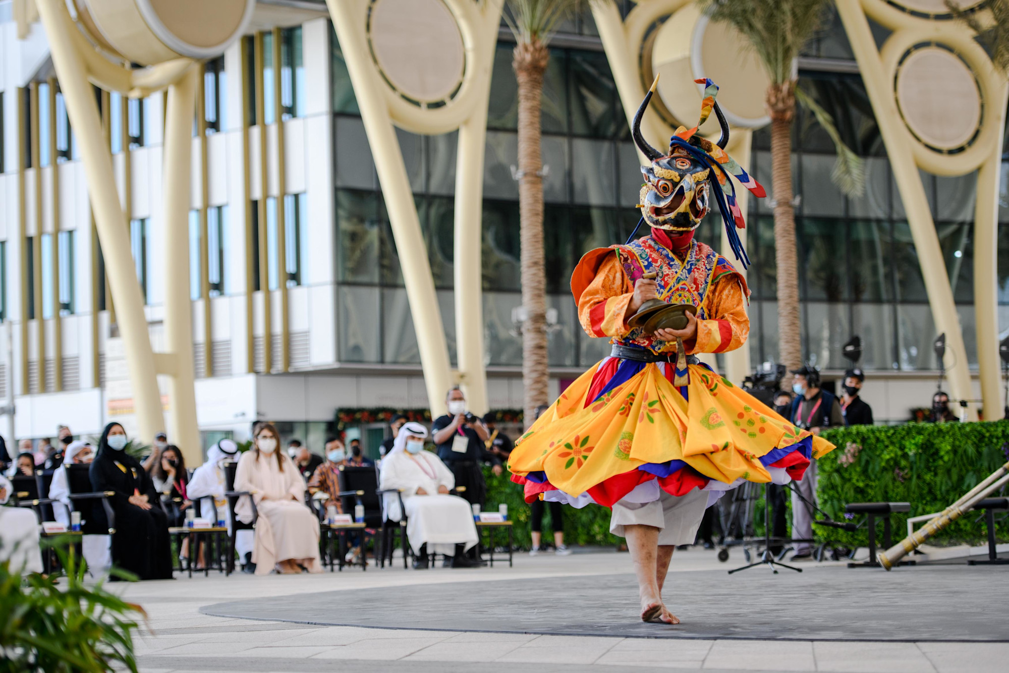 Bhutanese cultural performer performs during the Bhutan National Day Ceremony at Al Wasl m24202