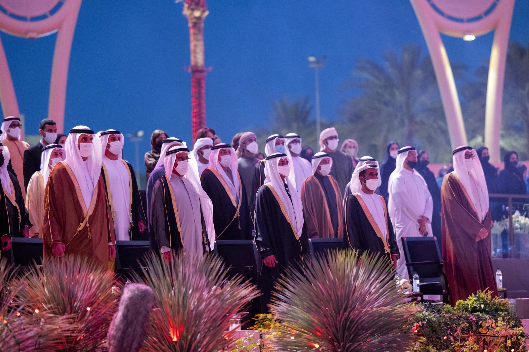 His Excellency Sheikh Nahayan Mabarak Al Nahayan (C), UAE Minister of Tolerance and Coexistence Commissioner General of Expo 2020 Dubai during the Canadian University of Dubai Graduation Ceremony at Al Wasl m32888