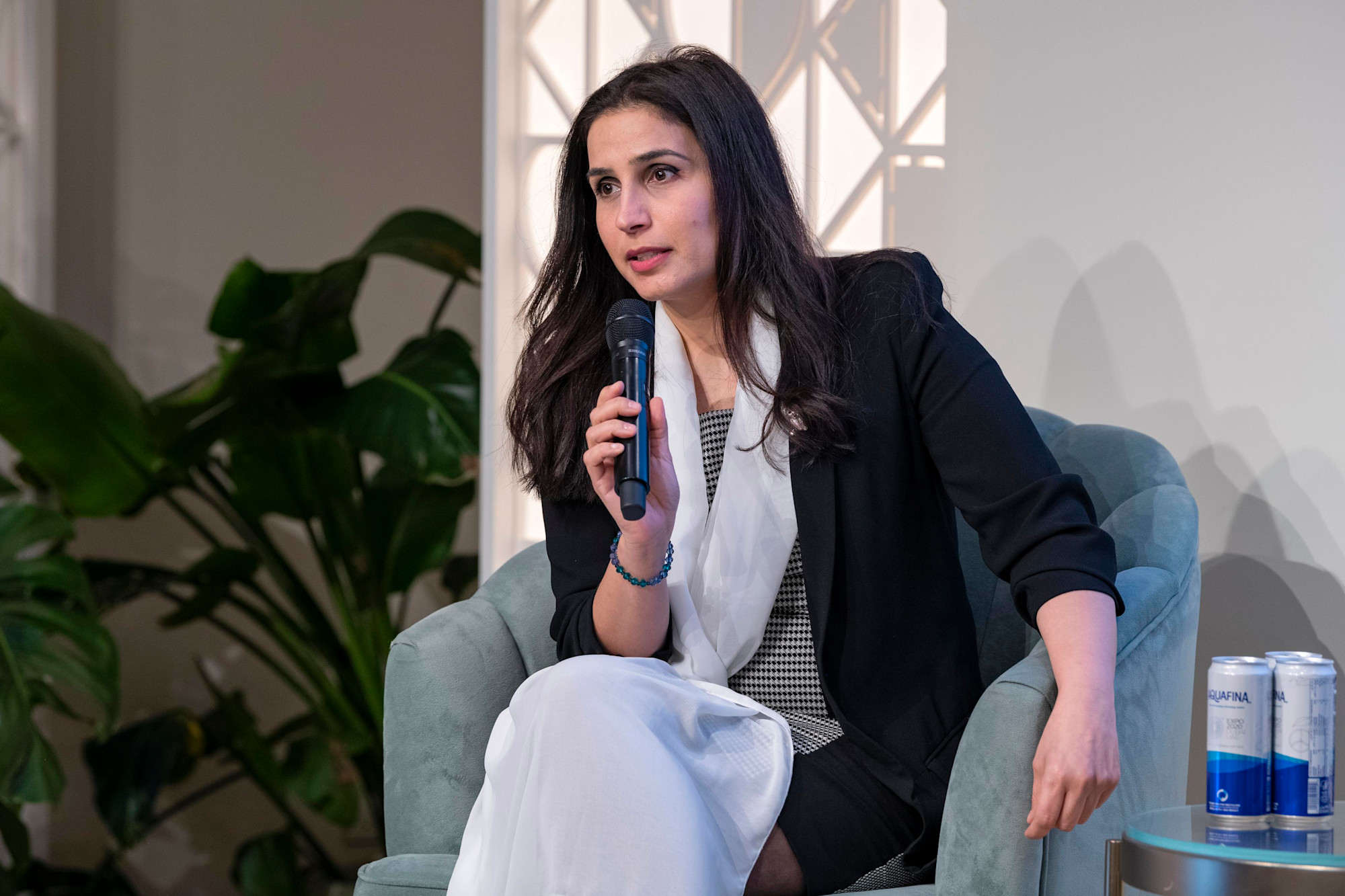 Leila Hatoum, Founder, CEO, MENA Comms Co-founding partner speaks during the Outlier Series She Sees - Equal Right to Sight at Women-s Pavilion m58884