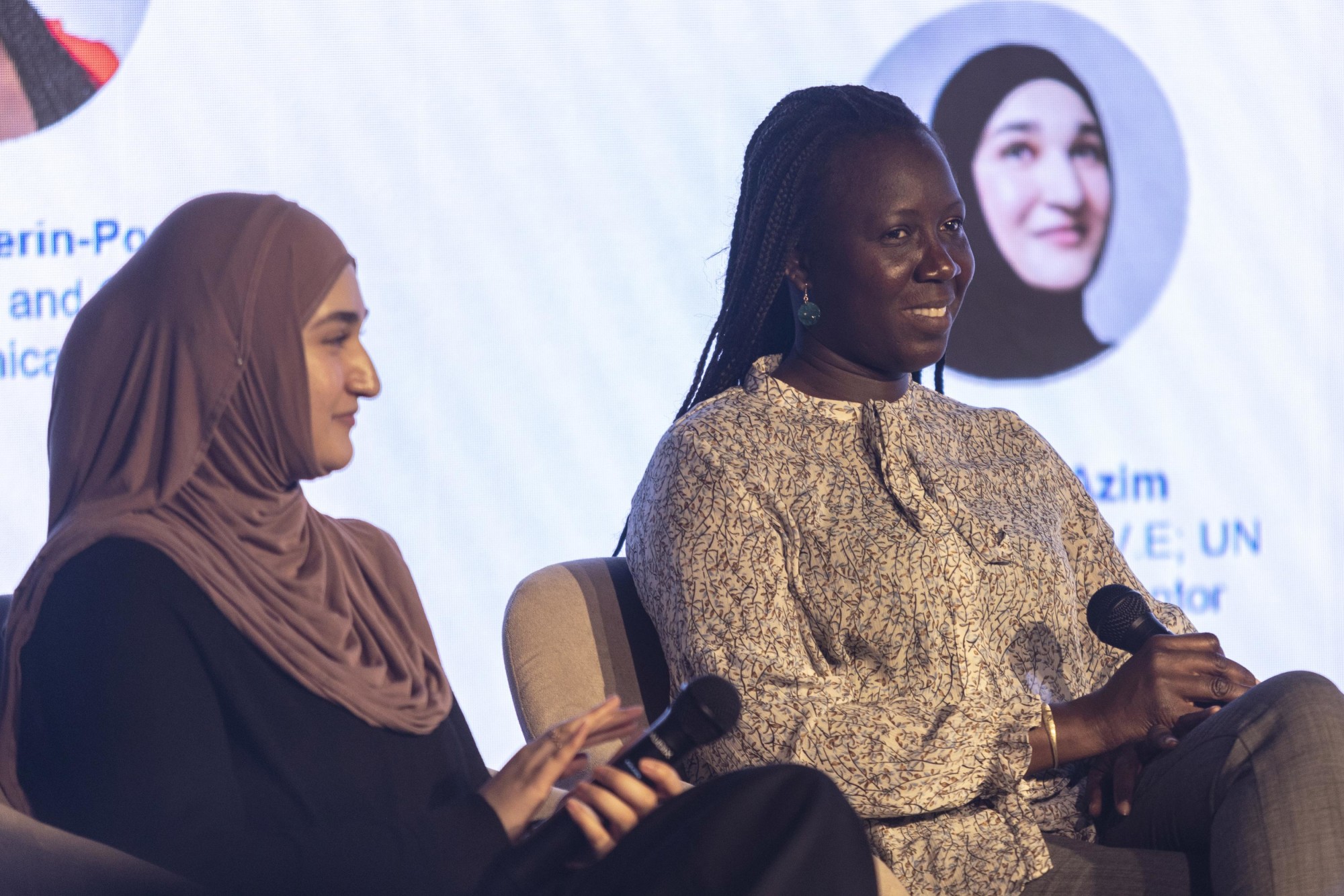 Ms Zainab Azim (L), UNOOSA Space4Women Mentor and Co-Founder of GIVE (Global Initiative and Vision for Education), Ms Salma Sylla Mbaye (R), International Astronomical Union National Coordinator for Senegal during the International Day of