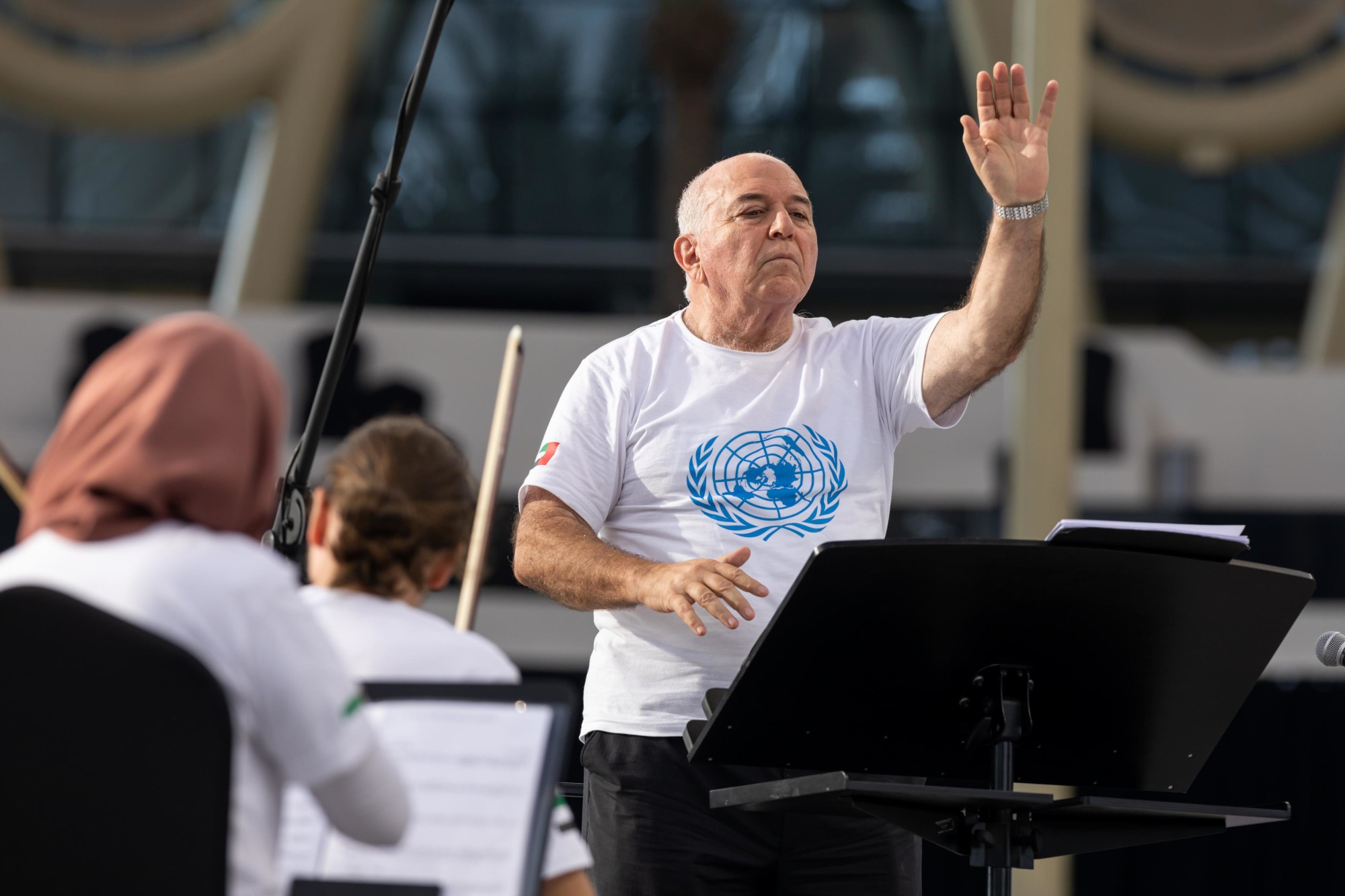 The Emirates Youth Symphony Orchestra (EYSO) performs during United Nations Honour Day at Al Wasl Plaza m6231