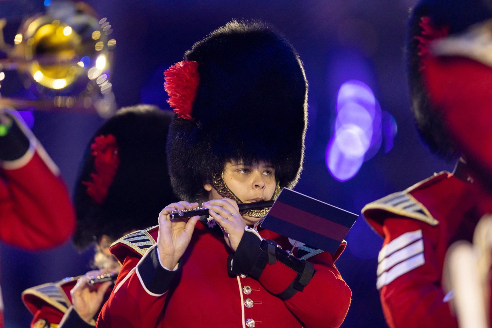 A member of the Coldstream Guards performs during the United Kingdom Bespoke Show at Al Wasl Stage m46490