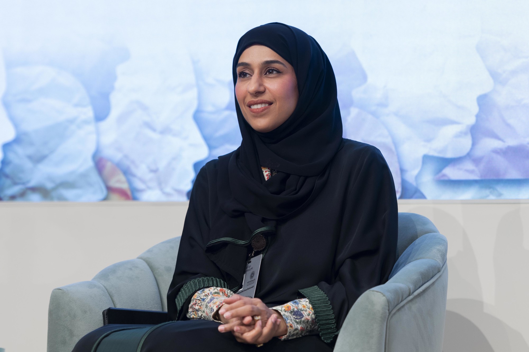 Her Excellency Hessa bint Essa Buhumaid, Minister of Community Development during the Outlier Series Ewaa - Women-s Pavilion Event m17798