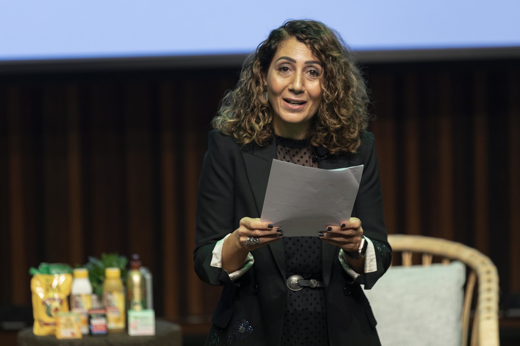 Mariam Farag, Brand Humanity, media & communications strategist, CEO & Founder of Humanizing Brands speaks during the L’Oreal x Garnier “Can Beauty Go Green” event at the Terra Auditorium m35214