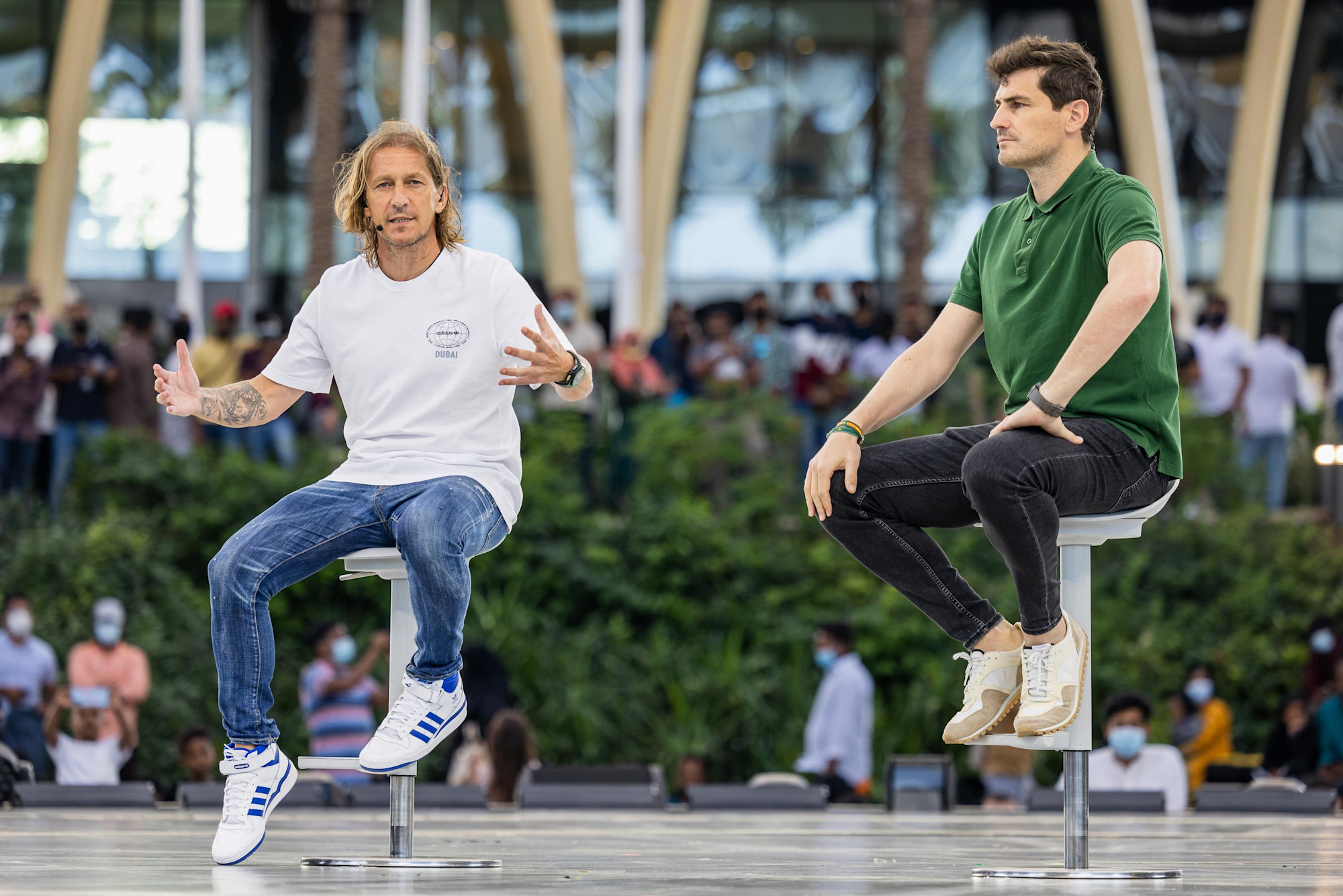 Football legends Michel Salgado (L) and Iker Casillas (R) at Al Wasl m65543