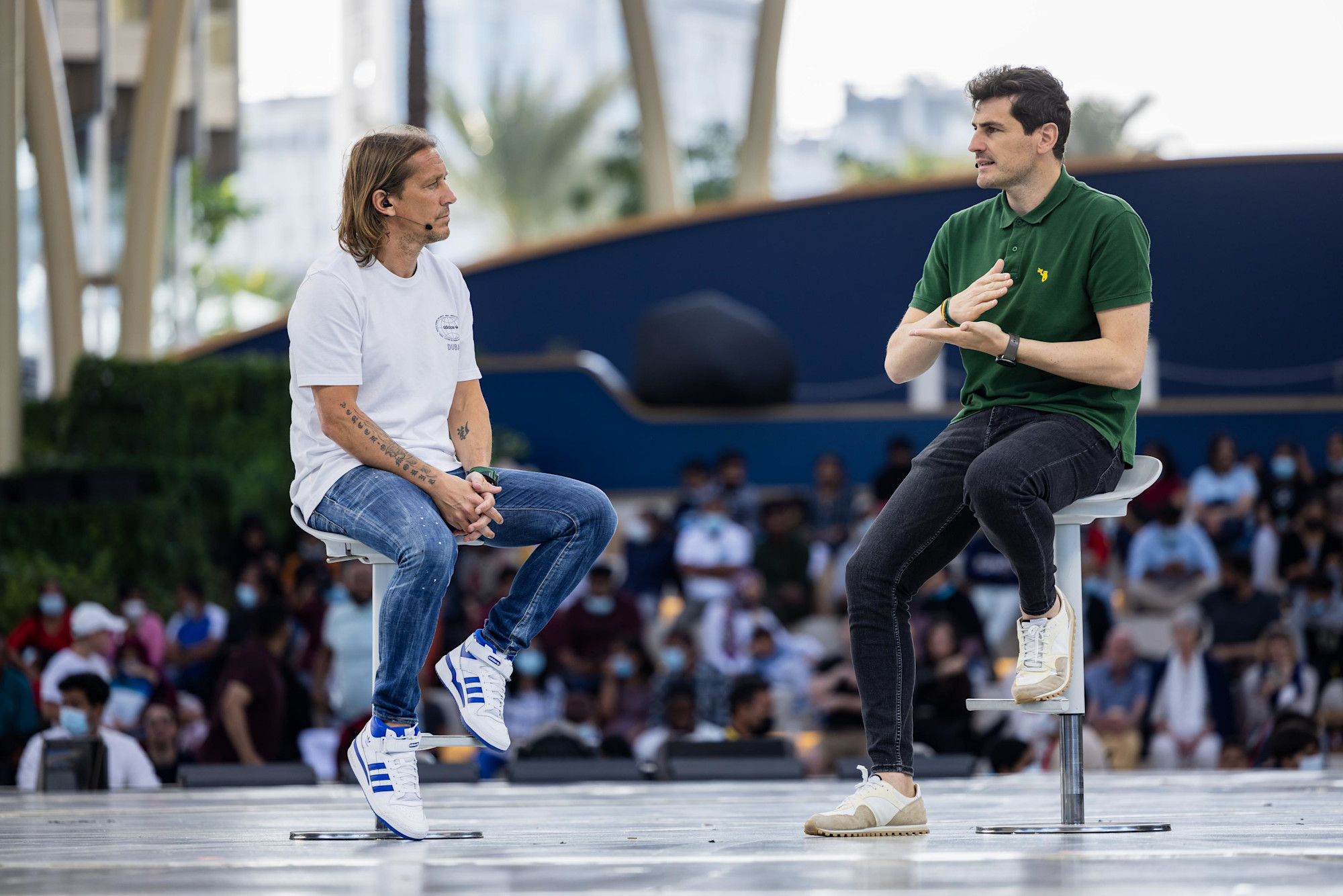 Football legends Michel Salgado (L) and Iker Casillas (R) at Al Wasl m65544