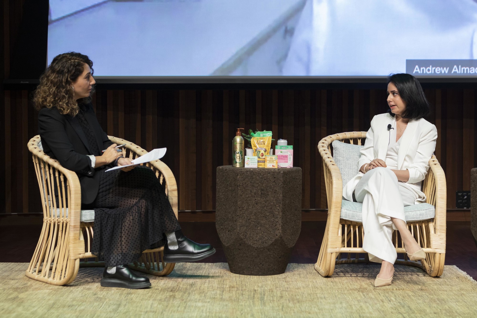 Mariam Farag, Brand Humanity (L), media & communications strategist, CEO & Founder of Humanizing Brands and Najia Qazi (R), Sustainability advocte and Founder of Sustainable narrative during the L’Oreal x Garnier “Can Beauty Go Green”