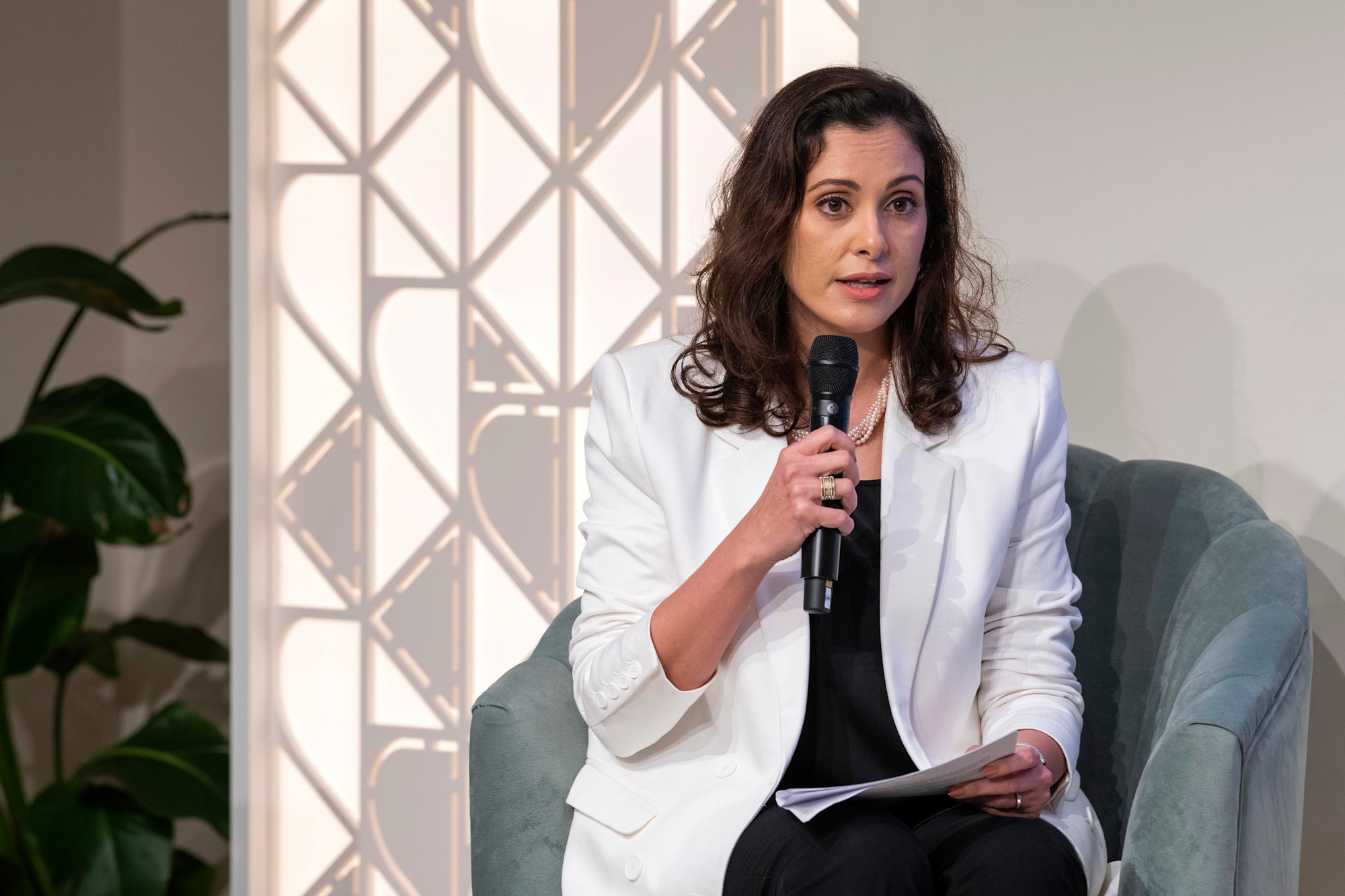 Samar Alshorafa, Founding CEO, She is Arab and moderator speaks during the Outlier Series She Sees - Equal Right to Sight at Women-s Pavilion m58889