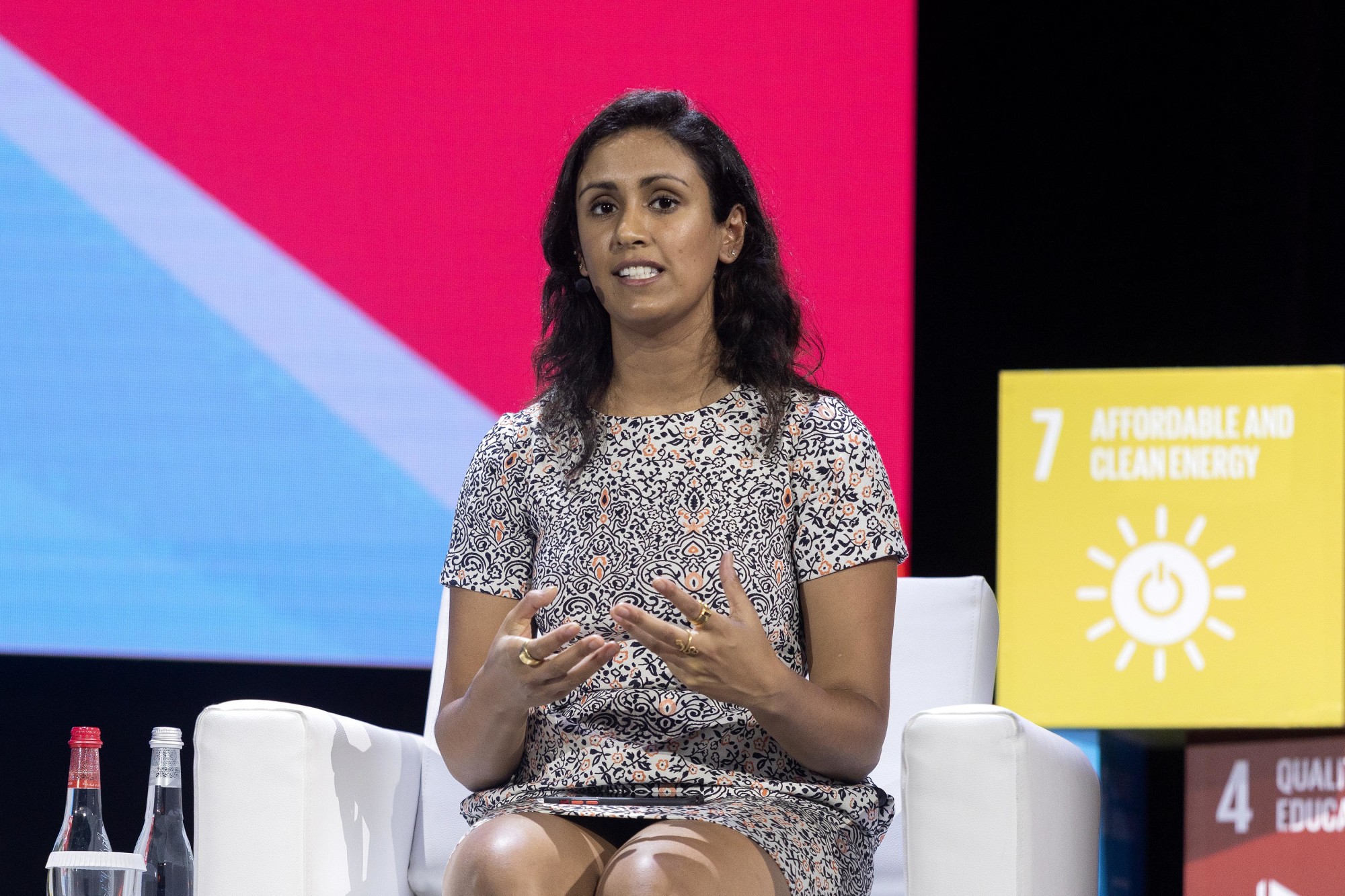 Monica Dey, Senior Business Development Specialist, Sanergy speaks during the Global Best Practice Programme Assembly at Dubai Exhibition Centre m35204