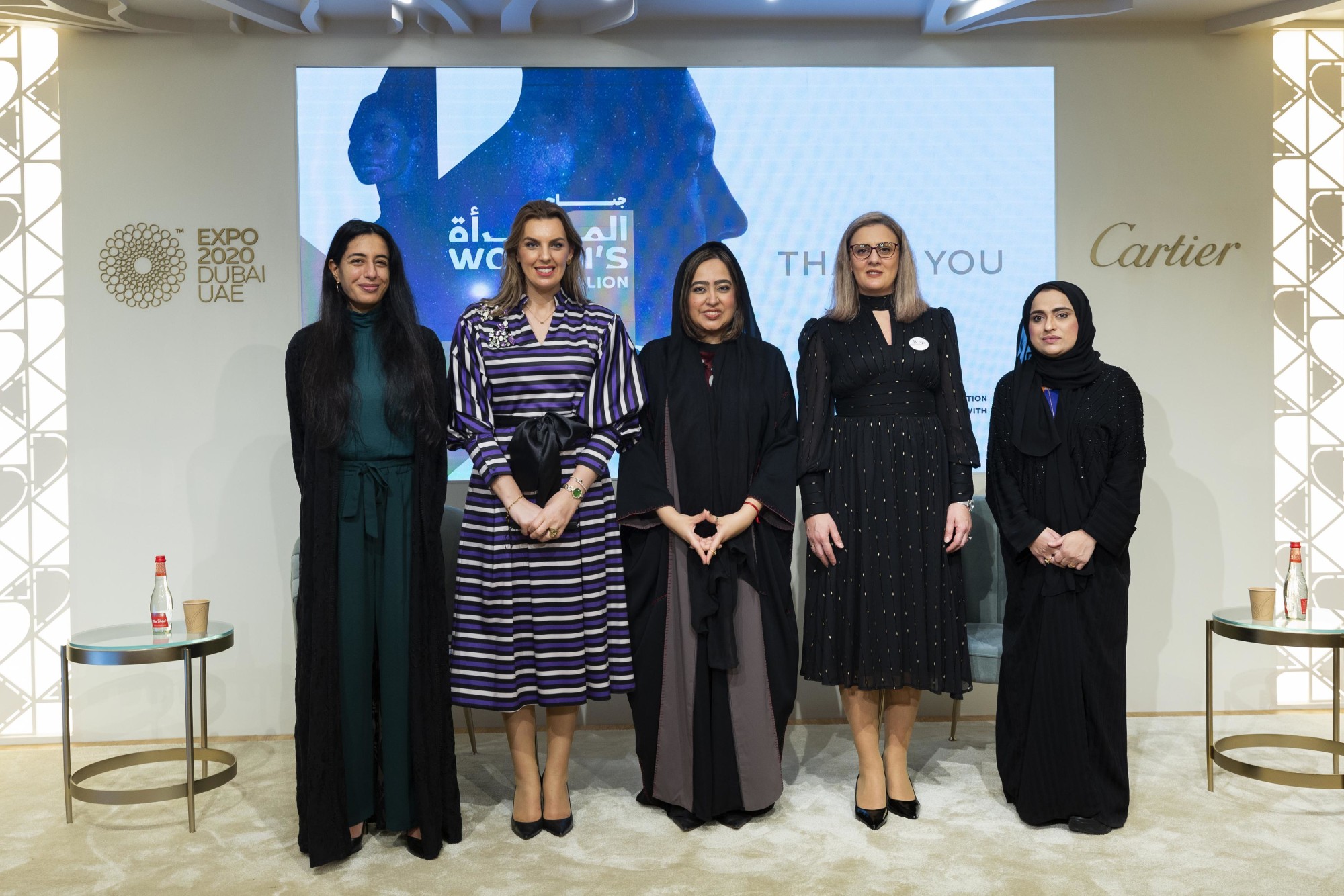 A group photo with Her Excellency Fatmire Isaki (R2), Deputy Minister of Foreign Affairs Republic of North Macedonia and Maryam Abdulla Mohd Ketait (C), moderator during Visions and Journeys Fatmire Isaki at the Women-s Pavilion m32253