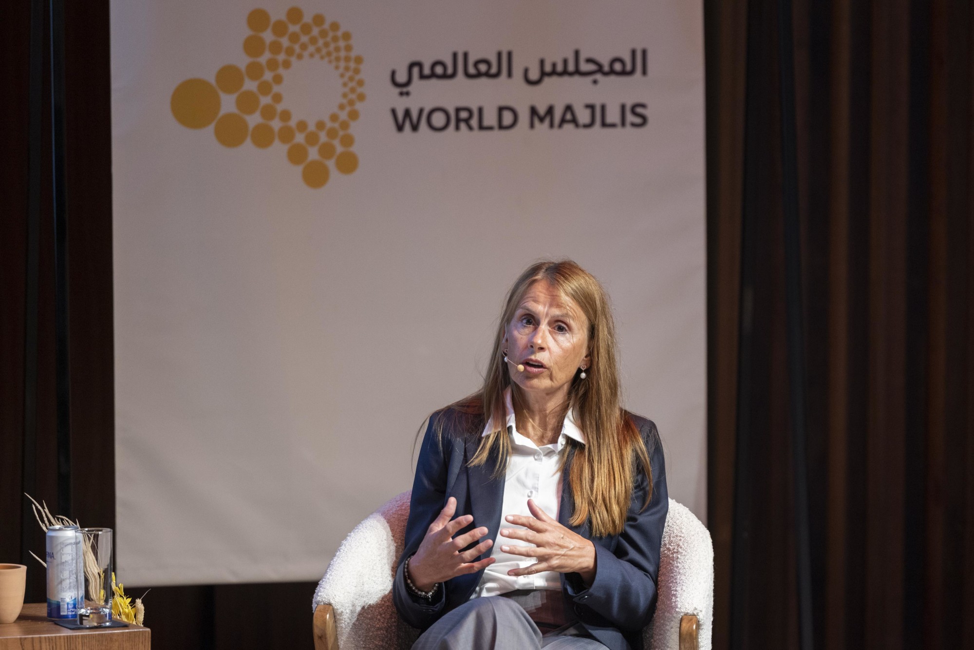 Kathleen Swalling, Maritime Law and Strategy Advisor, Managing Director, Nature Based Solutions LLC, UAE speaks during the Water Week World Majlis Deep Blue The (Other) Final Frontier Undiscovered Wonders of the Ocean at Terra m66011