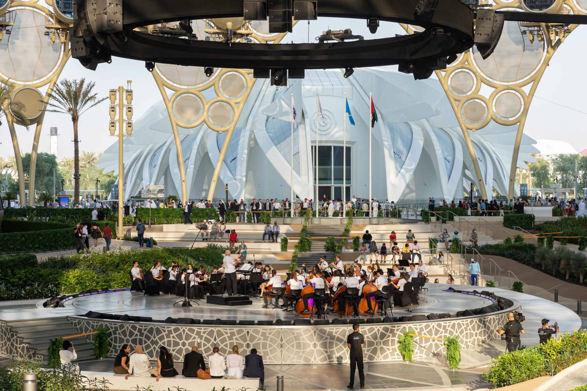 The Emirates Youth Symphony Orchestra (EYSO) performs during United Nations Honour Day at Al Wasl Plaza m6226