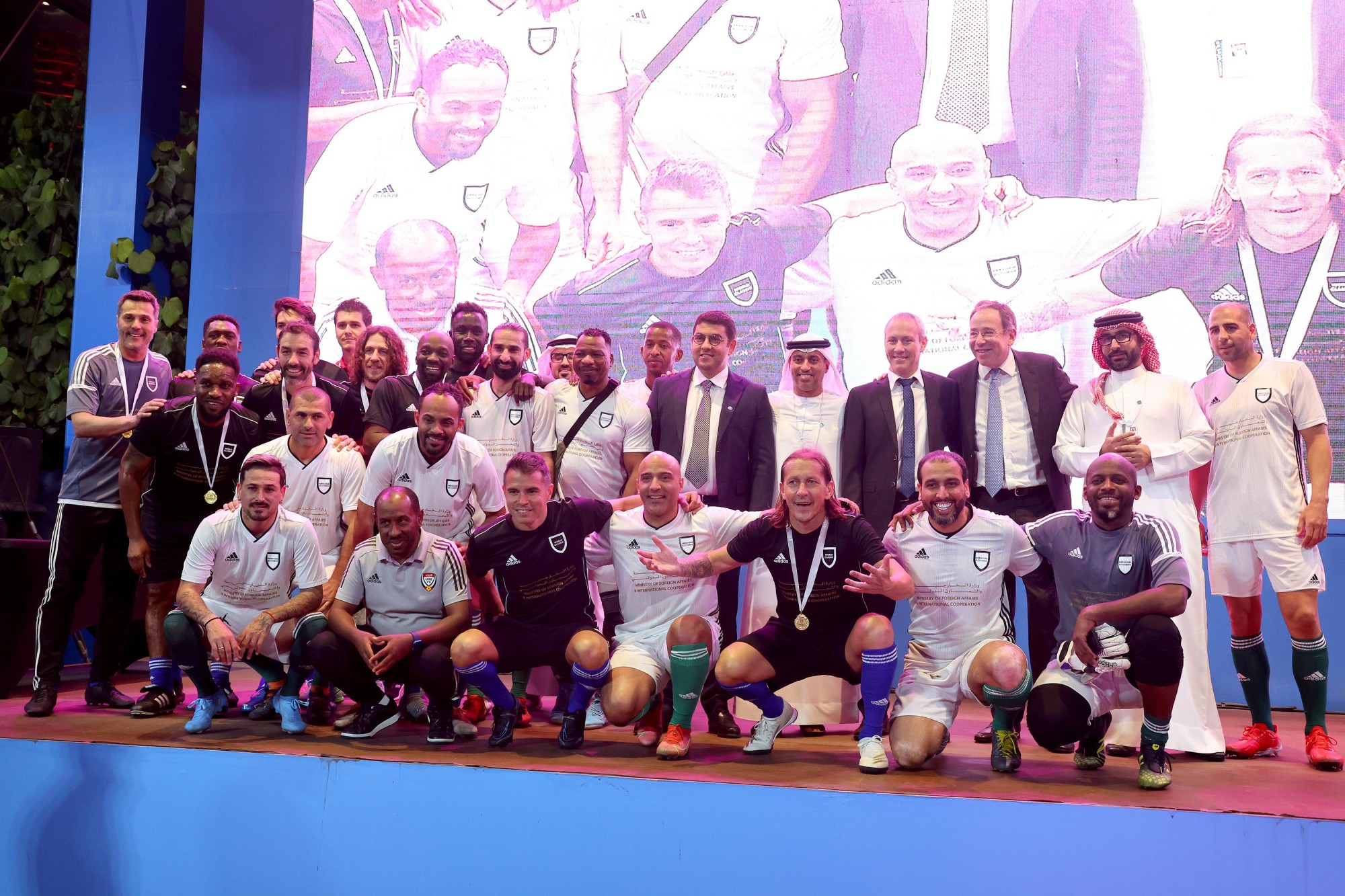 Exhibition match winners World Classic, Abraham Accords team members, His Excellency Dr Ahmad Belhoul Al Falasi (TR5), UAE Minister of State for Entrepreneurship and SMEs, His Excellency Mohamed Bensaid (TR6), Moroccan Minister of Culture, Y