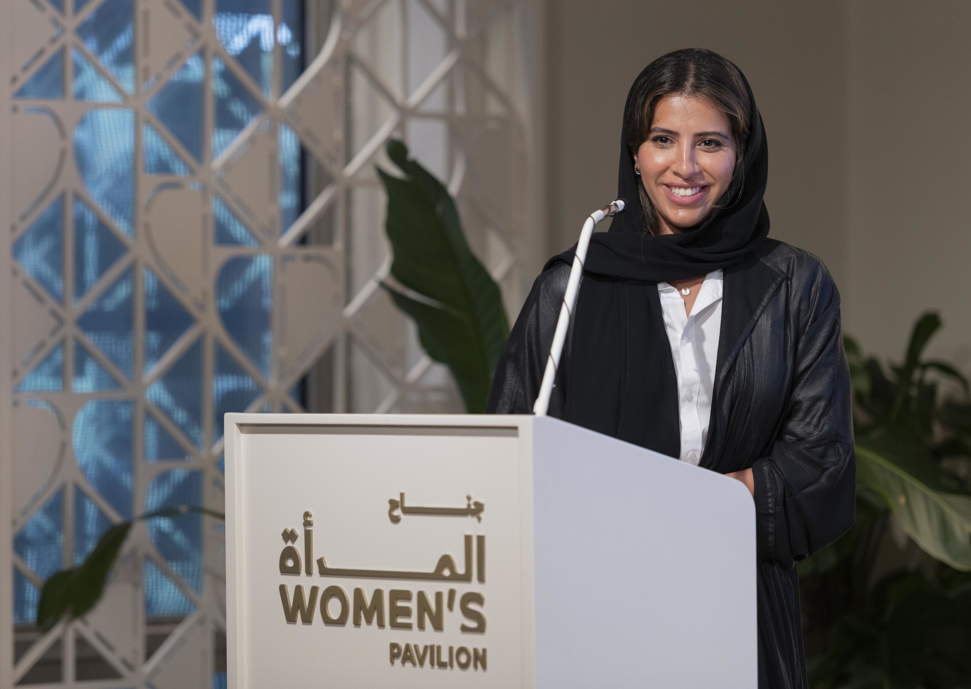 Fatima Al Qemzi, Founder, Seven Wellness speaks during the Outlier Series Ewaa - Women-s Pavilion Event m17799