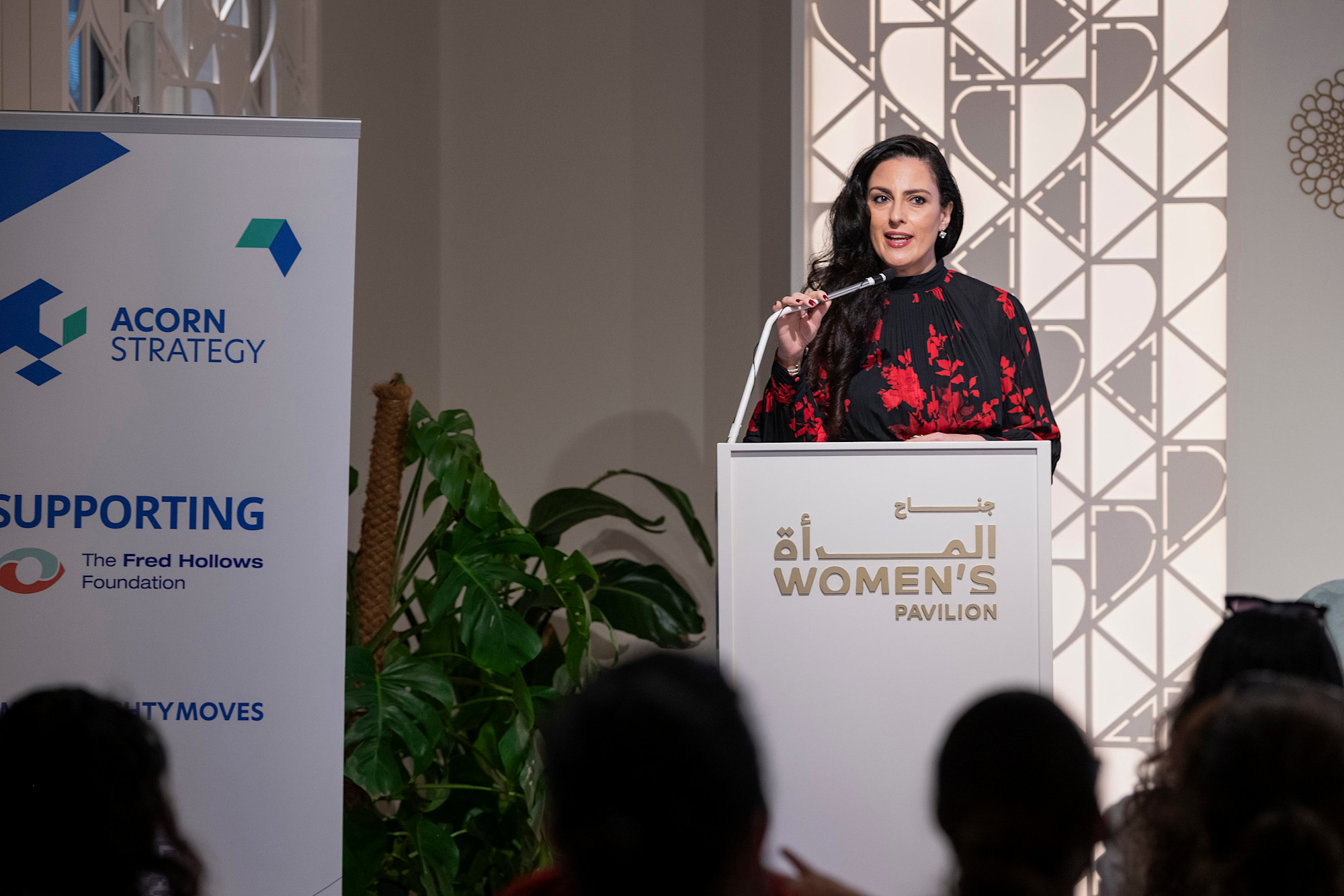 Sally Mousa, Keynote and TEDx Speaker, Radio and TV Presenter, Moderator speaks during the Outlier Series She Sees - Equal Right to Sight at Women-s Pavilion m58868