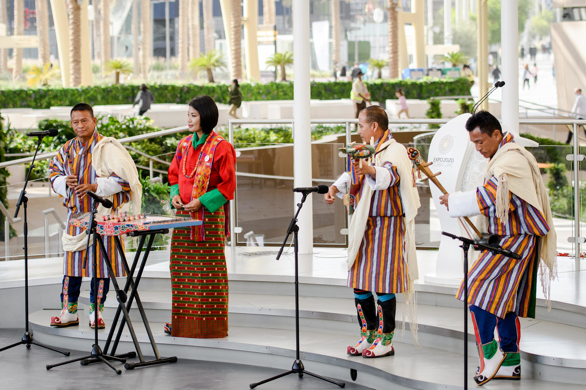 Bhutanese cultural performers perform during the Bhutan National Day Ceremony at Al Wasl m24192