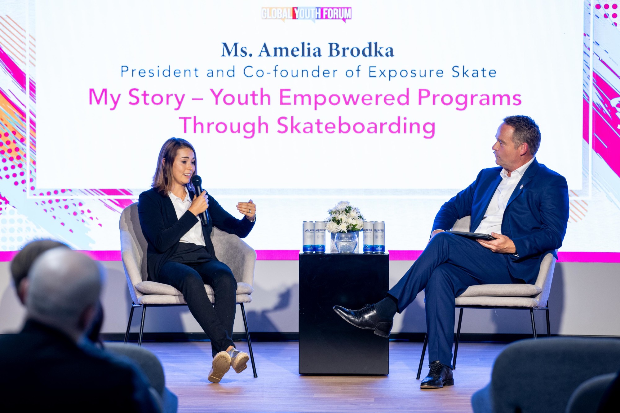 Amelia Brodka, President and Co-founder of Exposure Skates speaks during the International Day of Tolerance, The Champions of Tolerance Programme at Nexus for People and Planet m10890