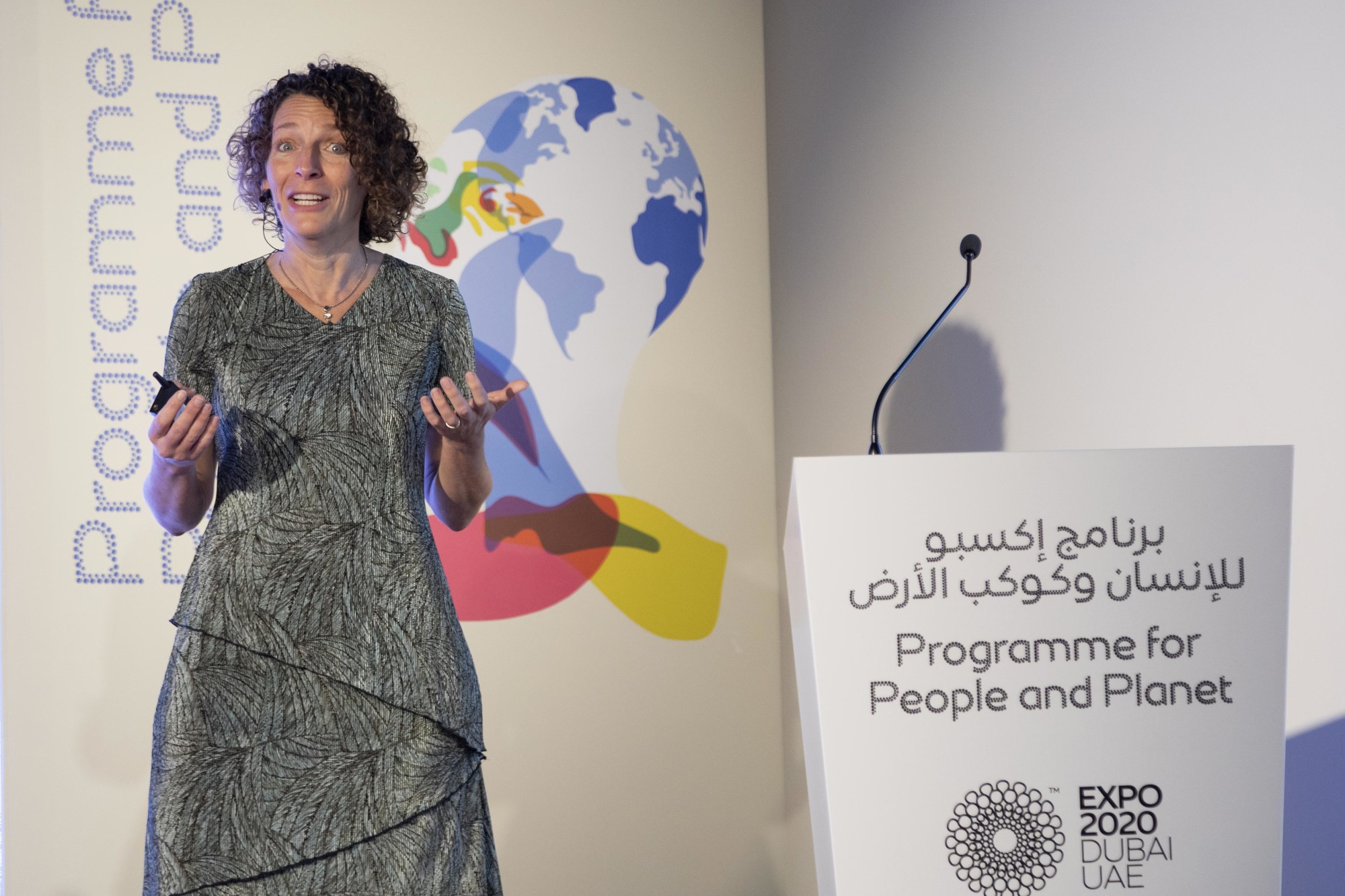 Dayna Baumeister, PhD, Director, The Biomimicry Center speaks during the Sustainability at Expo Nature’s Harvest Growing Sustainably for a Growing World at Nexus for People and Planet m52165