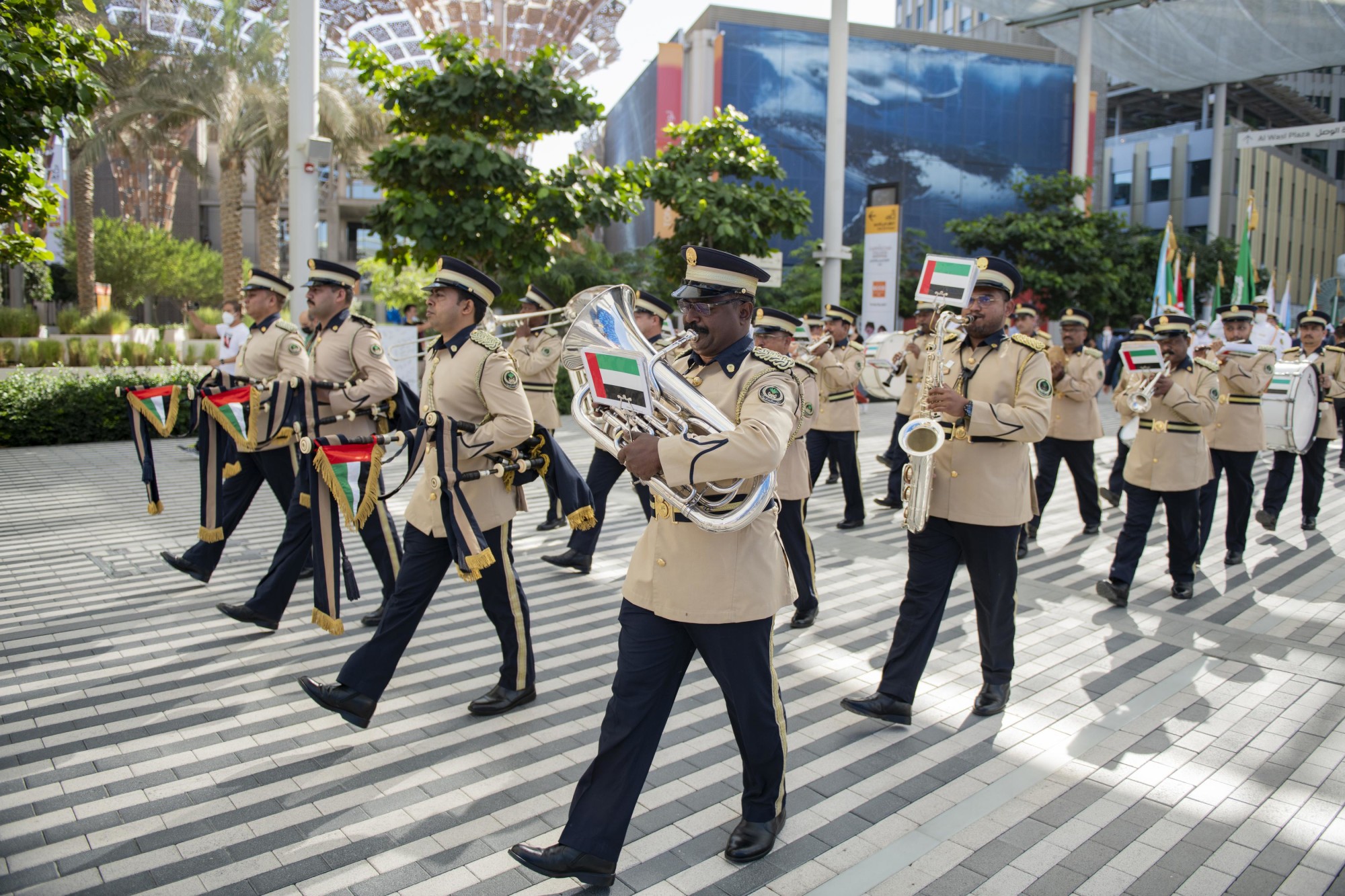 Marching band during the League of Arab States Honour Day on Sunrise Avenue - Opportunity District m25290