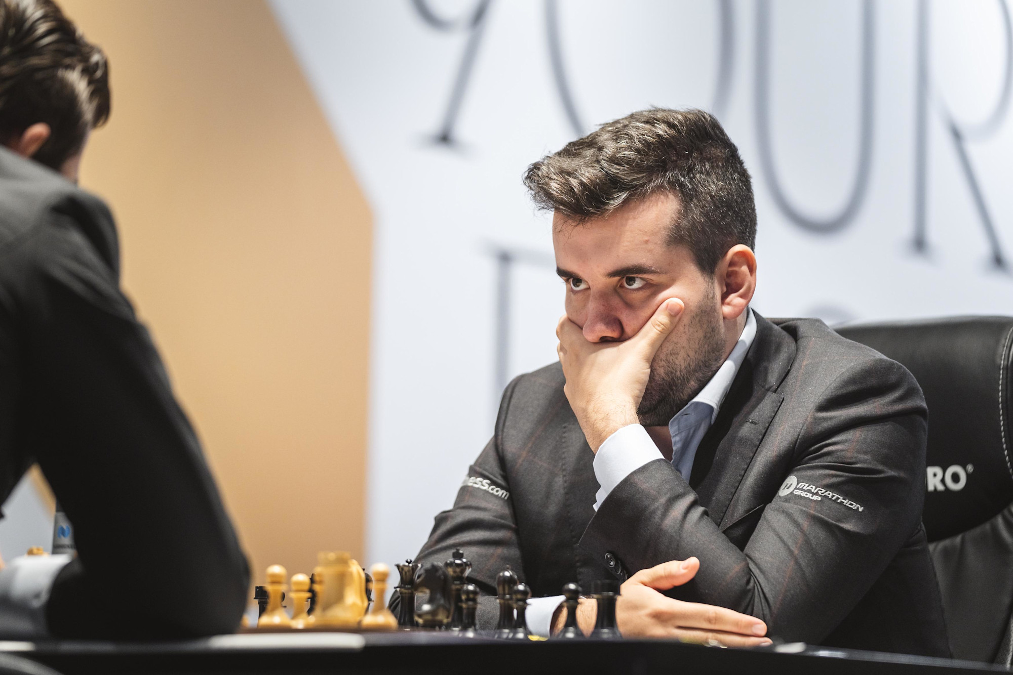 FIDE World Chess Championship Game 10 between Magnus Carlsen and Ian Nepomniachtchi at Dubai Exhibition Centre (DEC) m19561