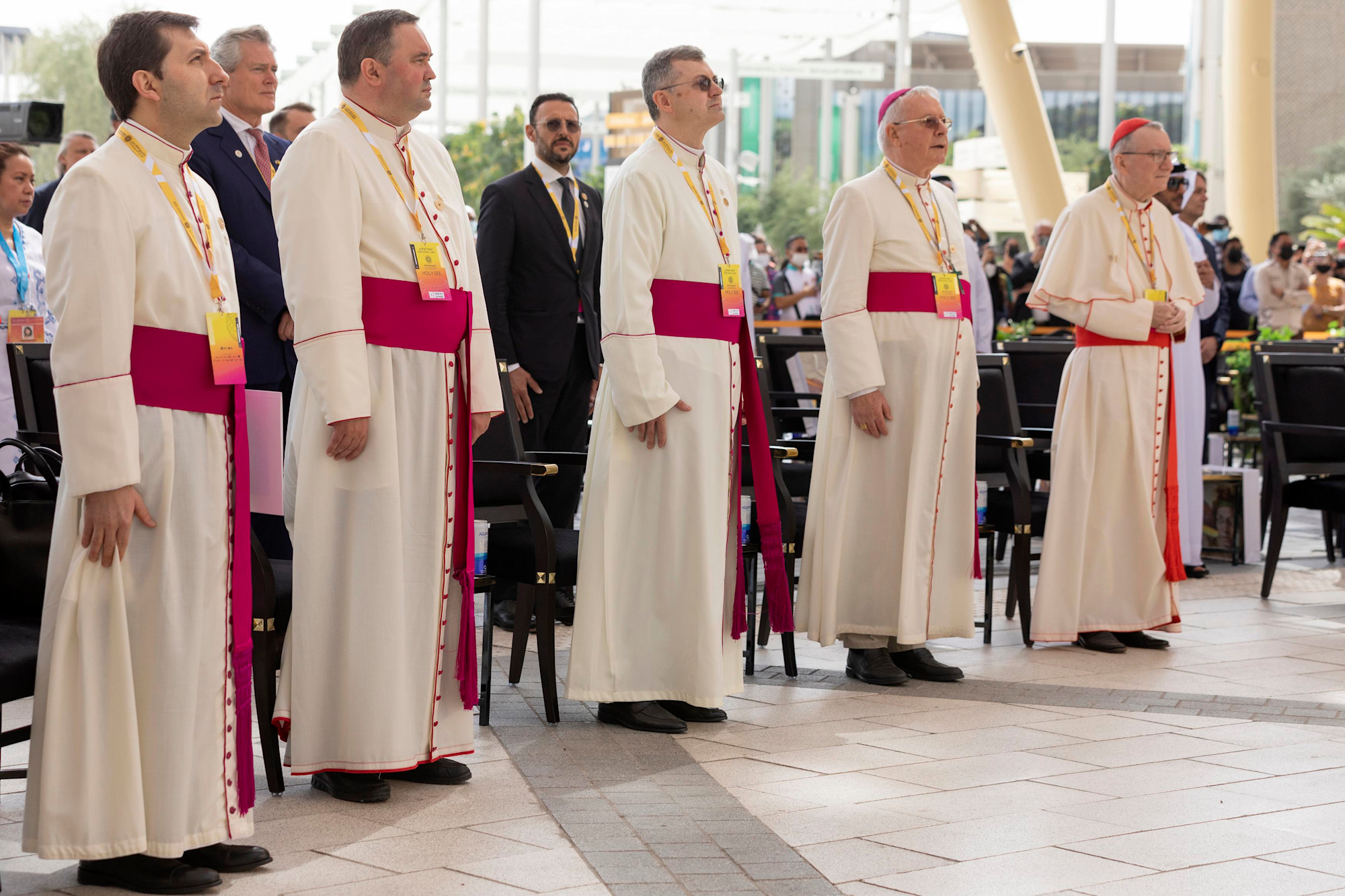 His Eminence Cardinal Pietro Parolin (R1), Secretary of State of His Holiness during the Holy See National Day Ceremony at Al Wasl m65310