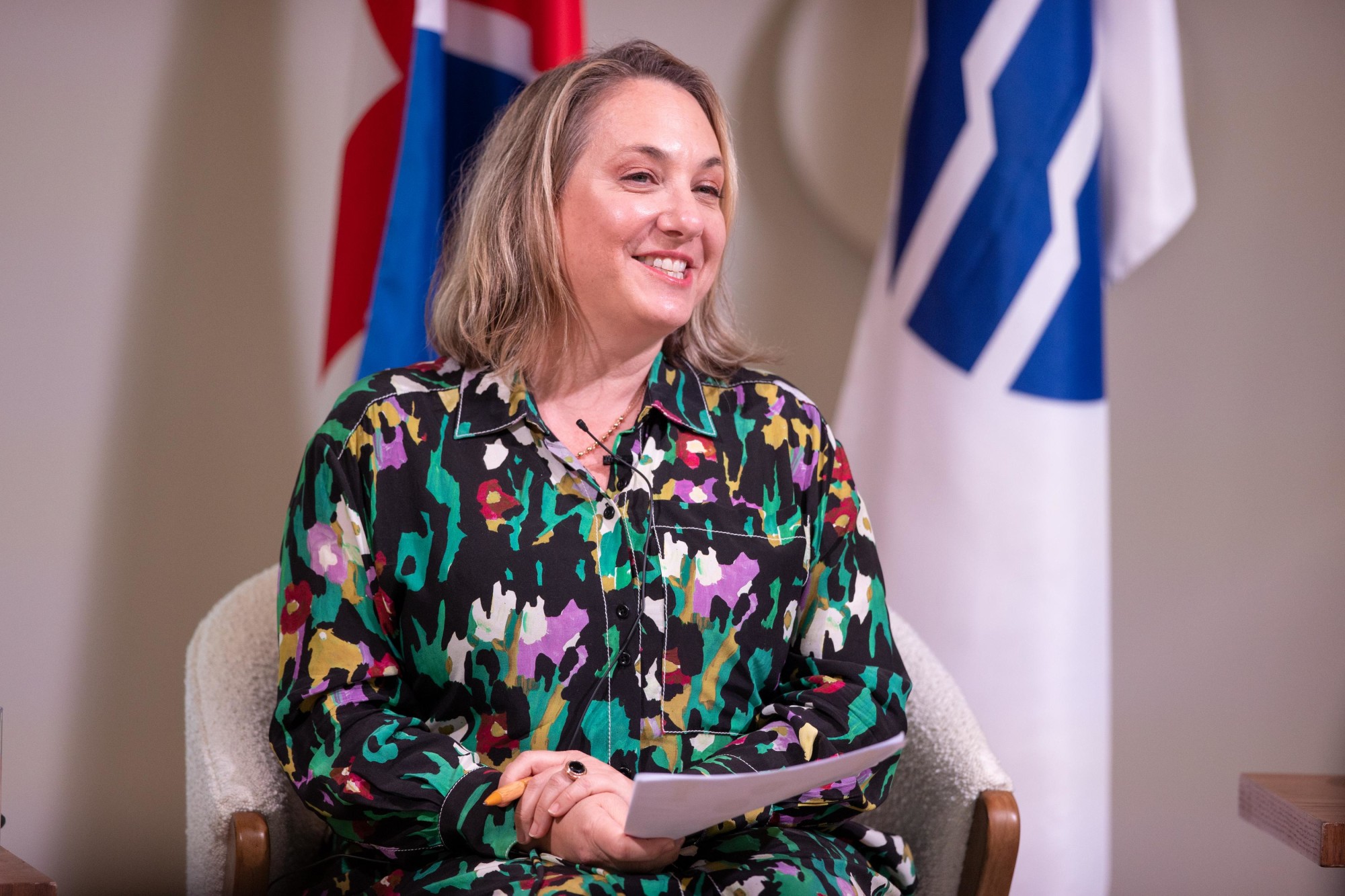 Elise Labott, world-renown journalist speaks during the World Majlis - The Chemistry of Happiness at the United Kingdom Pavilion m46127