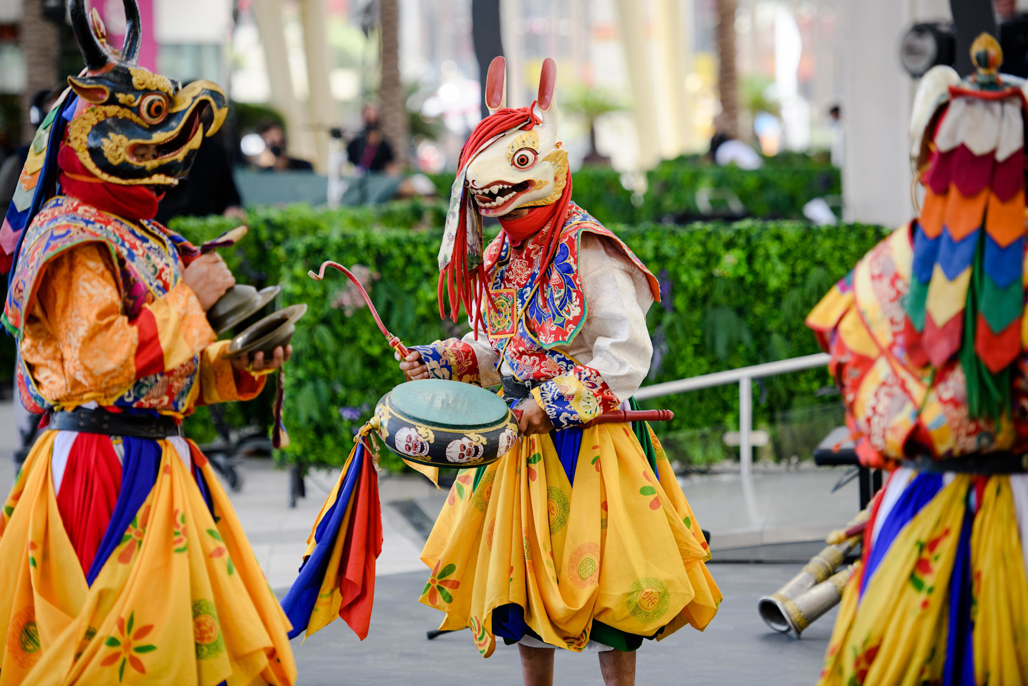 Bhutanese cultural performers perform during the Bhutan National Day Ceremony at Al Wasl m24199