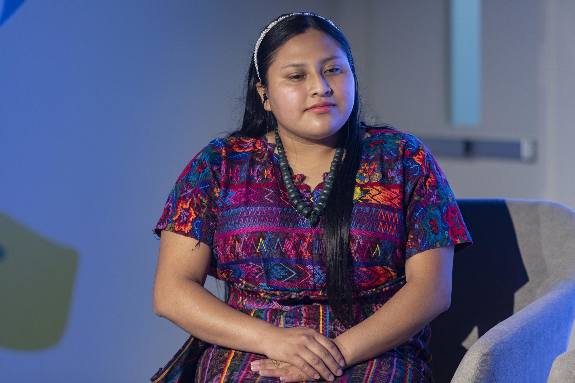 Floridalma Lopez ATZ, Indigenous Woman, Mayan Kaqchikel during SDG Bringing Knowledge and Learning to the World at Nexus m23491