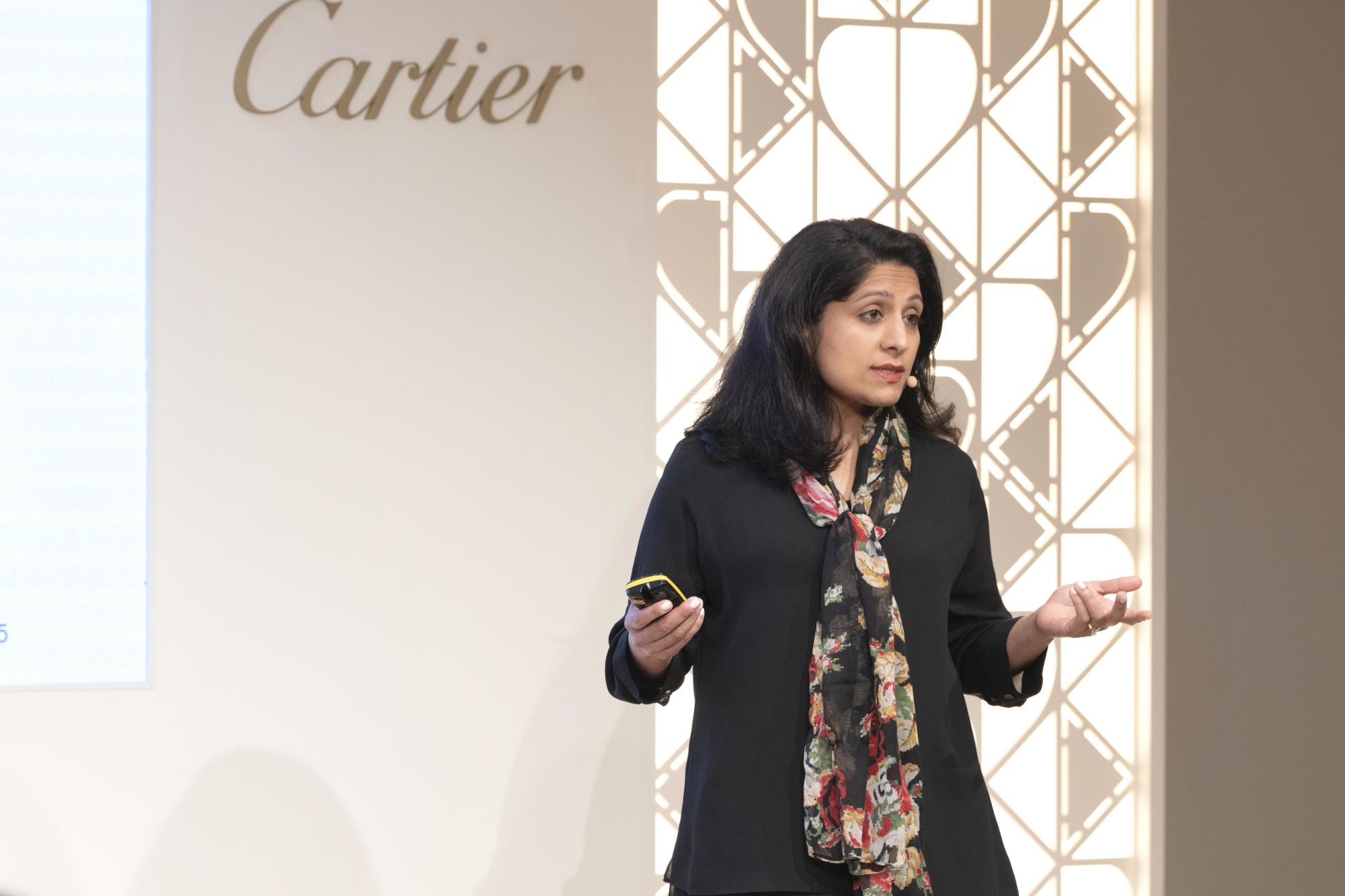 Swetal Sindhvad, Founder of i3Development (Services) speaks during the Outlier Series - Pearl Quest by Sharjah Business Women Council at the Women’s Pavilion m45243