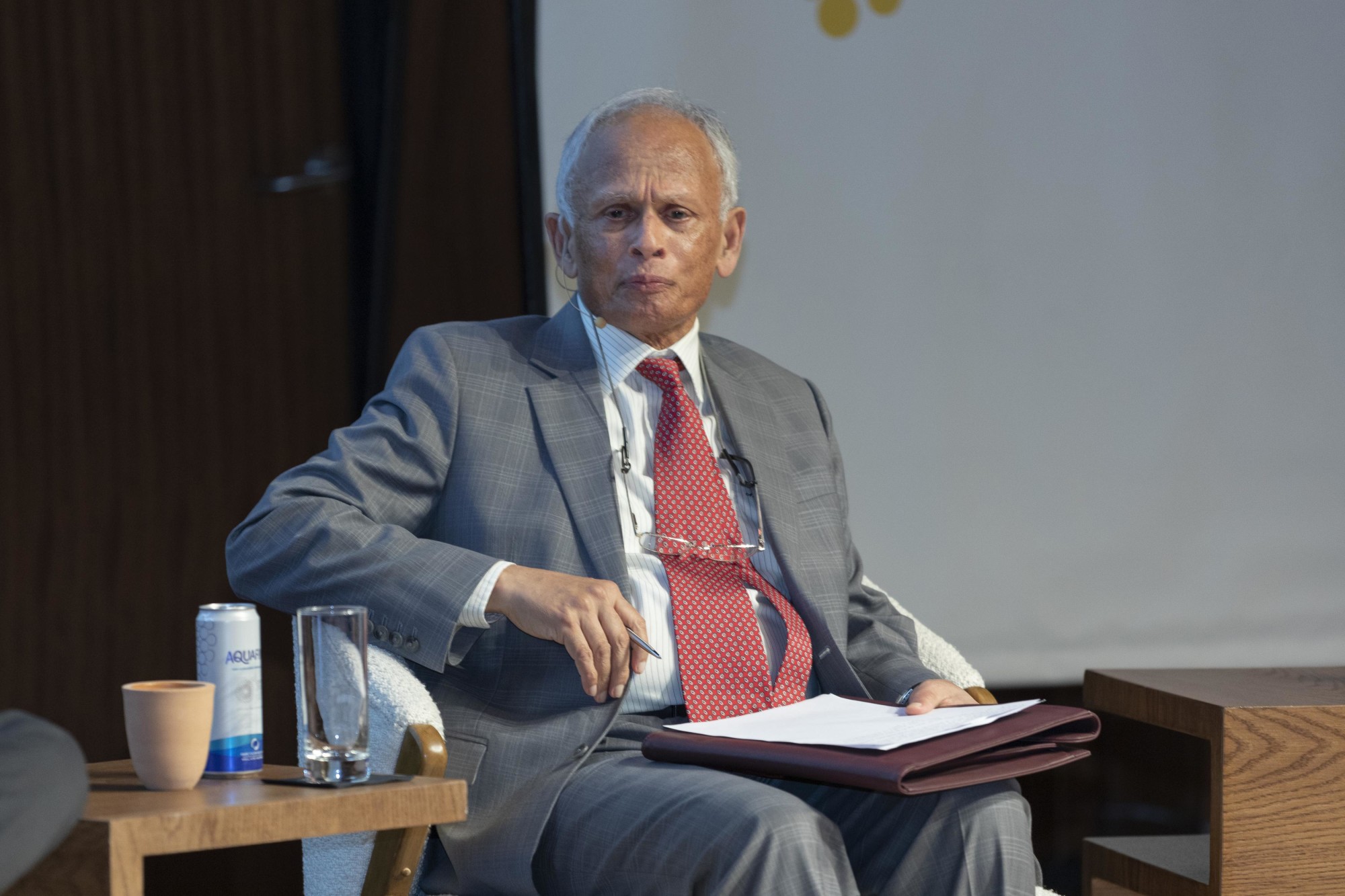 Prof Asit K Biswas, Director, Water Management International, Singapore and Chief Executive, Third World Center for Waste Management, Mexico during the World Majlis - The Price of Water Decoding its Value to our Future at Terra Auditorium