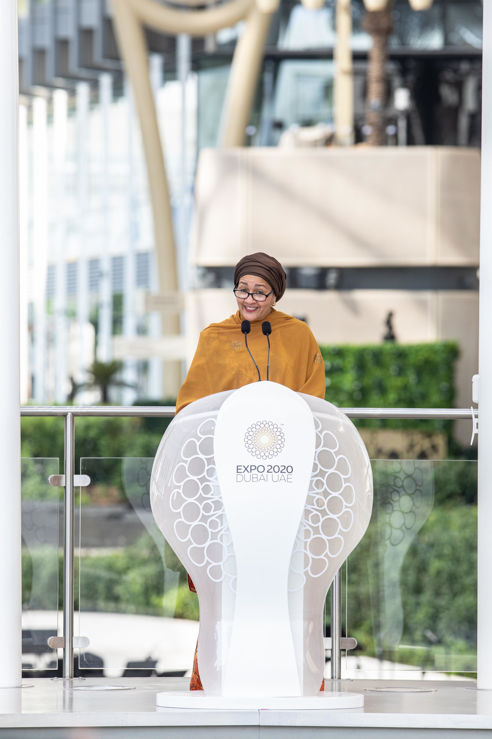 Ms Amina J Mohammed, Deputy Secretary-General of the United Nations and Chair of the United Nations Sustainable Development Group speaks during the United Nations Honour Day Ceremony m6137