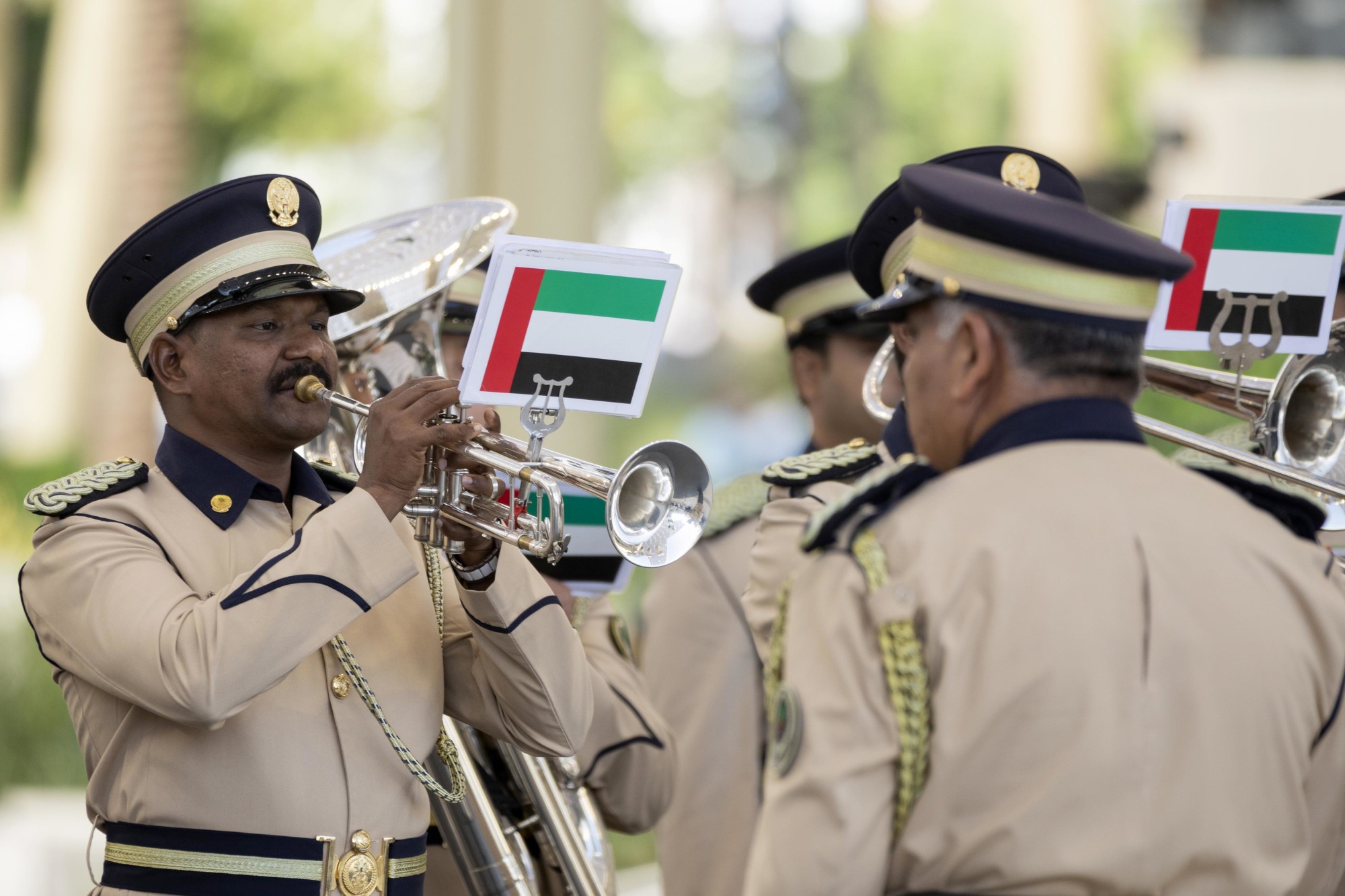 Marching Band performance during the League of Arab States Honour Day Ceremony in Al Wasl Plaza m25240