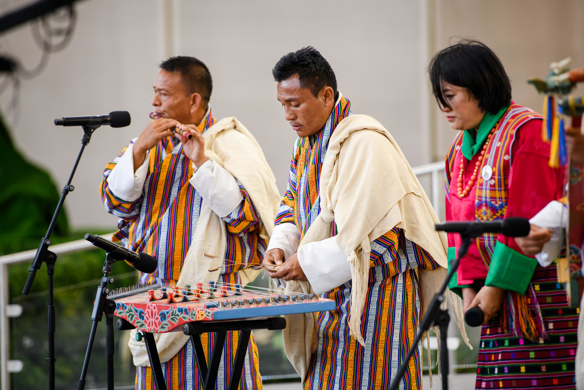 Bhutanese cultural performers perform during the Bhutan National Day Ceremony at Al Wasl m24174