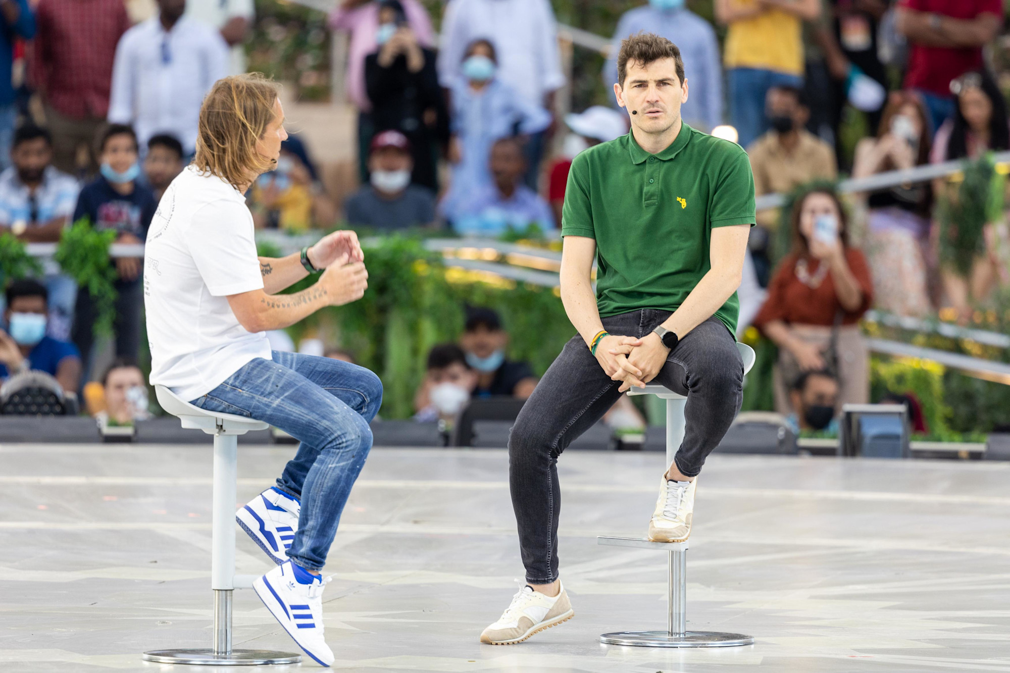Football legends Michel Salgado (L) and Iker Casillas (R) at Al Wasl m65432