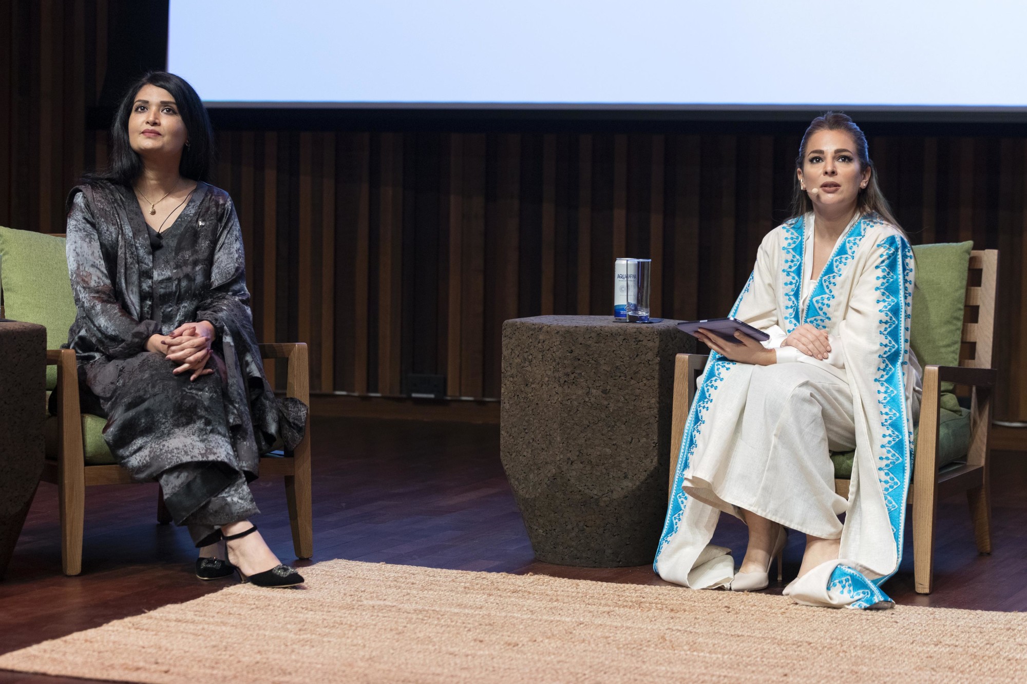 Dr Ujala Nayyar (L), National Professional Officer, WHO Pakistan and Jessy El Murr (R), Senior Journalist and Host during the Celebrating of Unsung Heroes at Terra the Auditorium m39232
