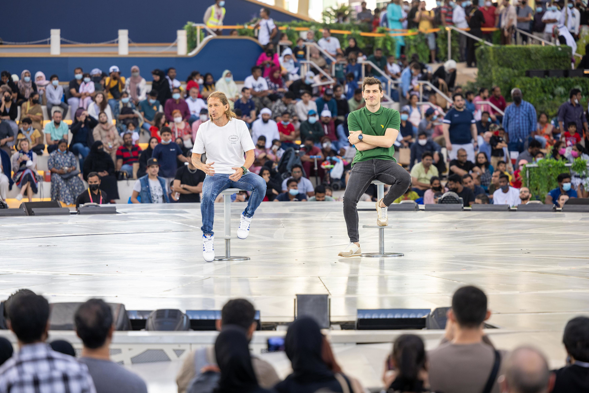 Football legends Michel Salgado (L) and Iker Casillas (R) at Al Wasl m65431